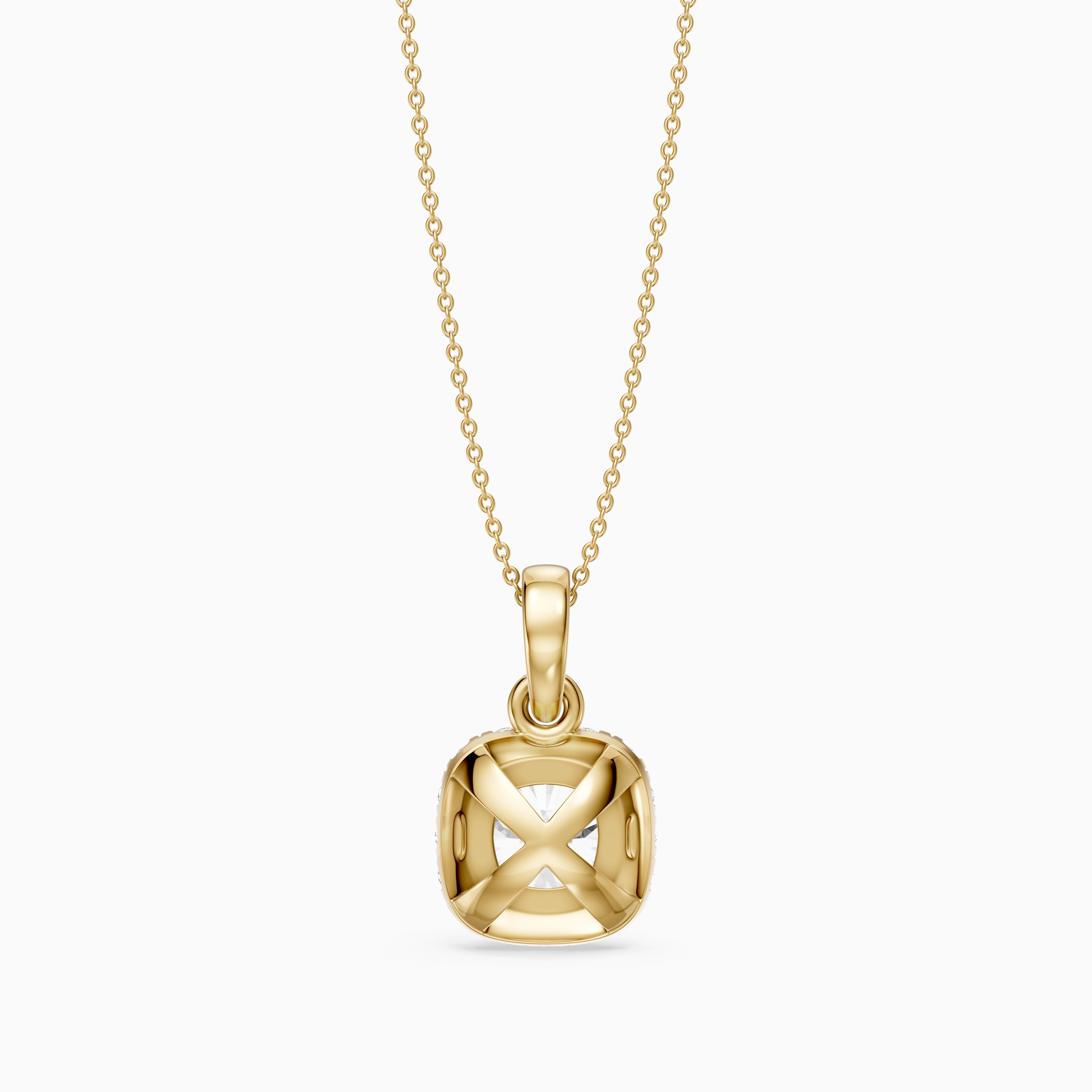 Clara Cushion Cut Lab Grown Diamond Halo Pendant