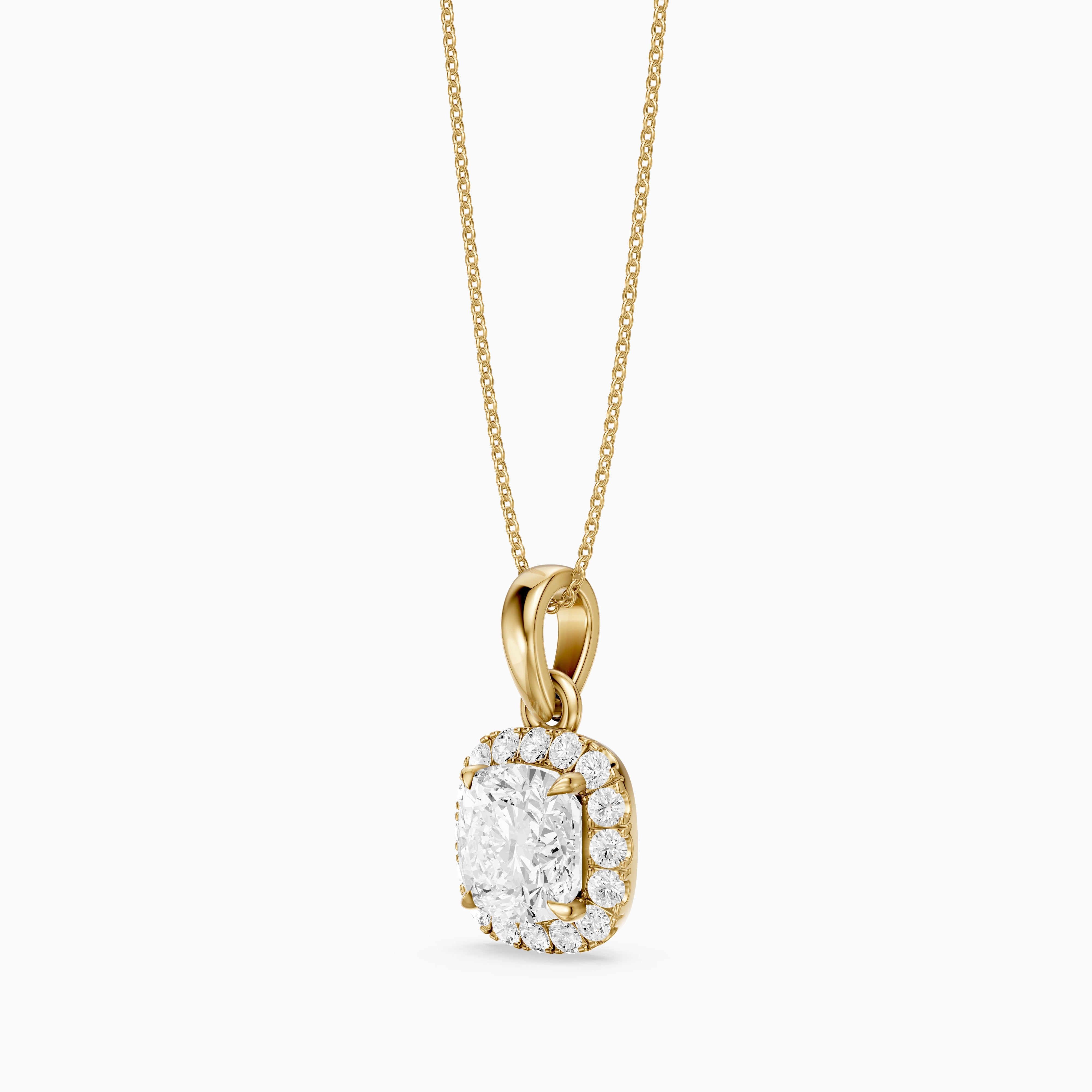 Clara Cushion Cut Lab Grown Diamond Halo Pendant