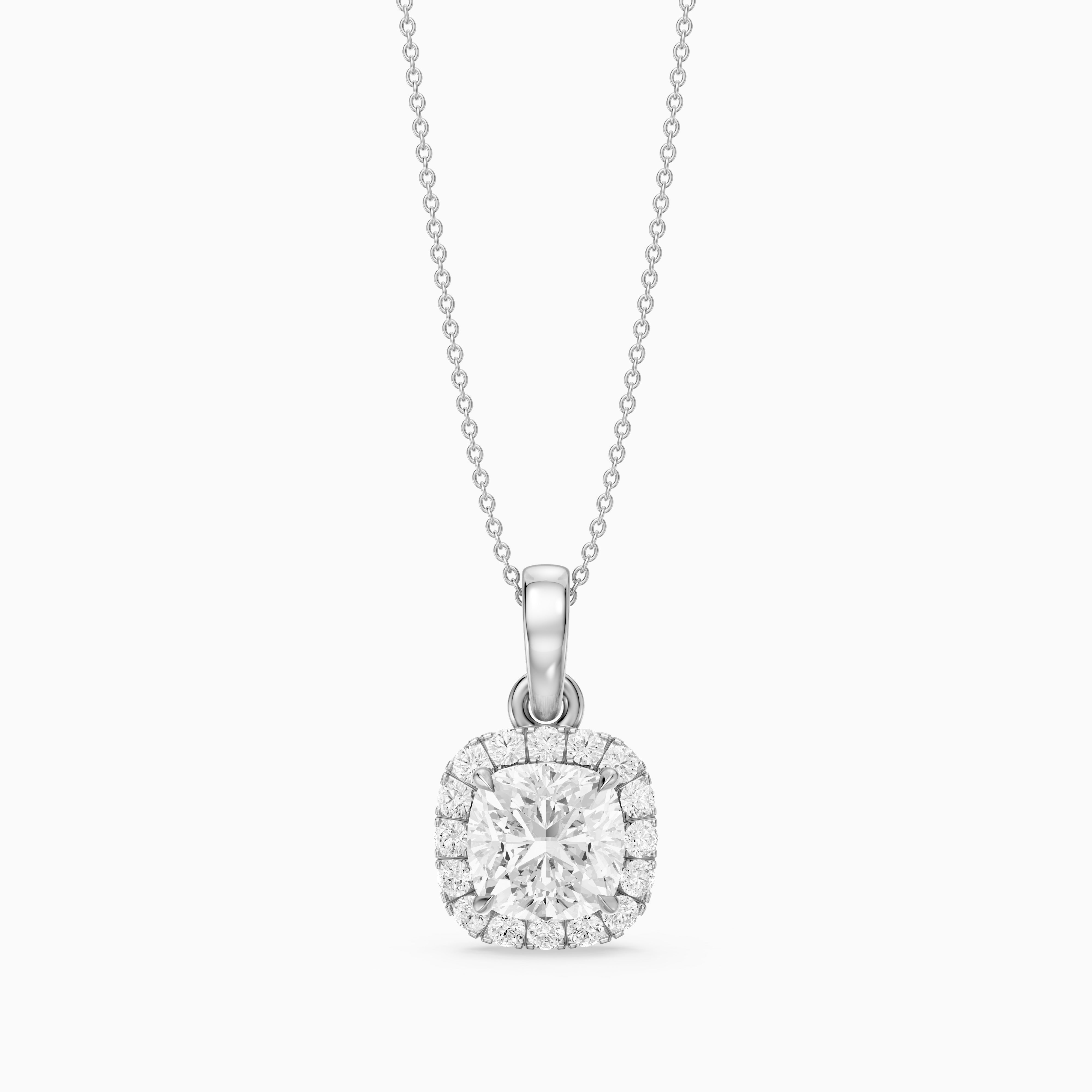 Clara Cushion Cut Lab Grown Diamond Halo Pendant