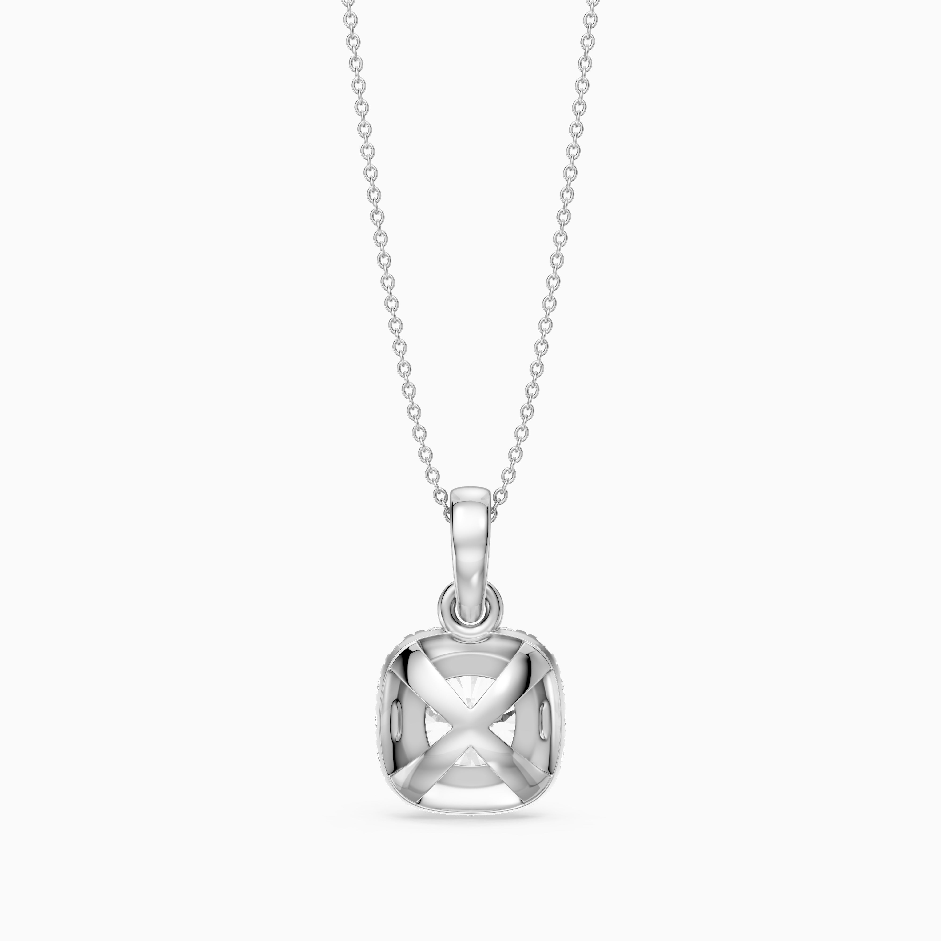 Clara Cushion Cut Lab Grown Diamond Halo Pendant