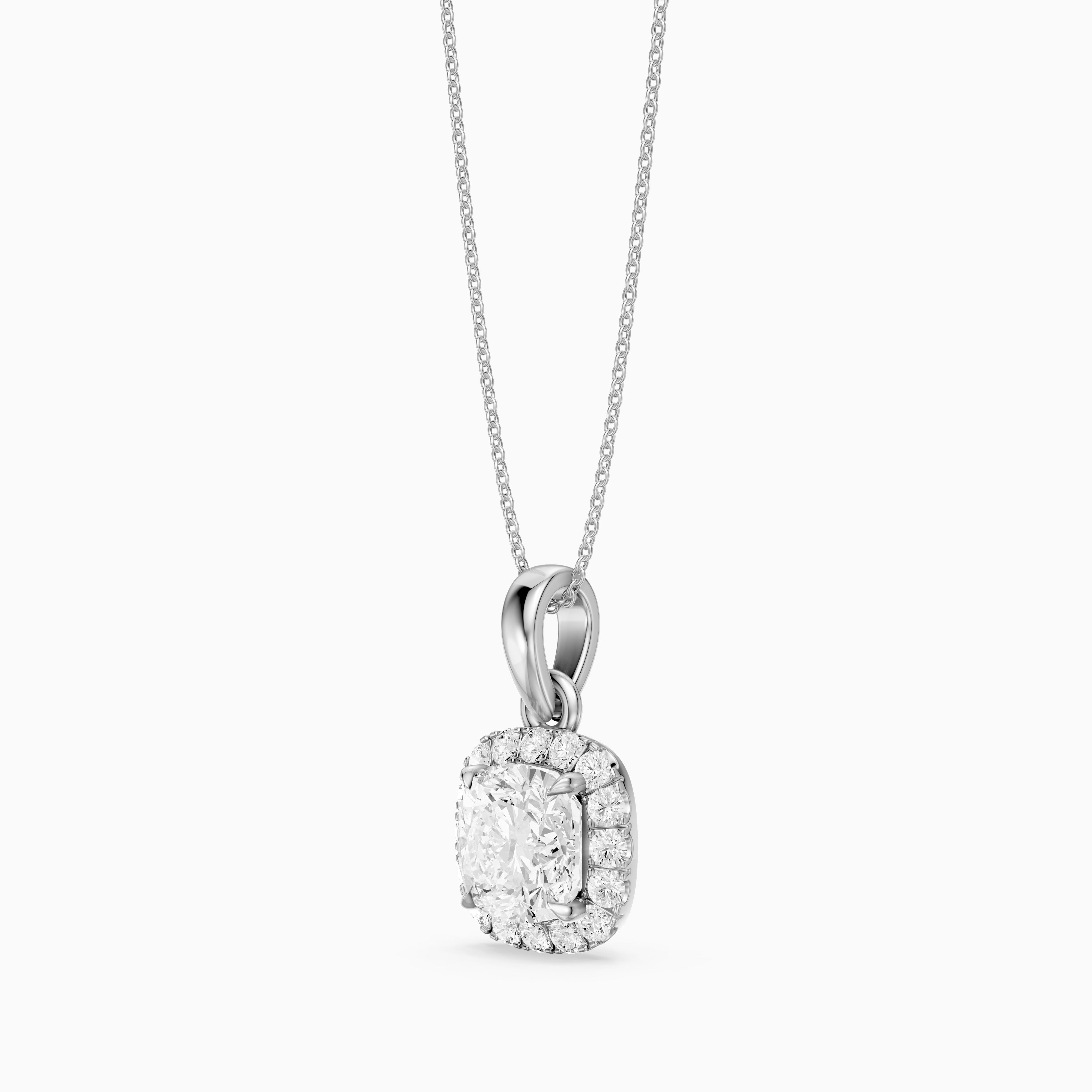Clara Cushion Cut Lab Grown Diamond Halo Pendant