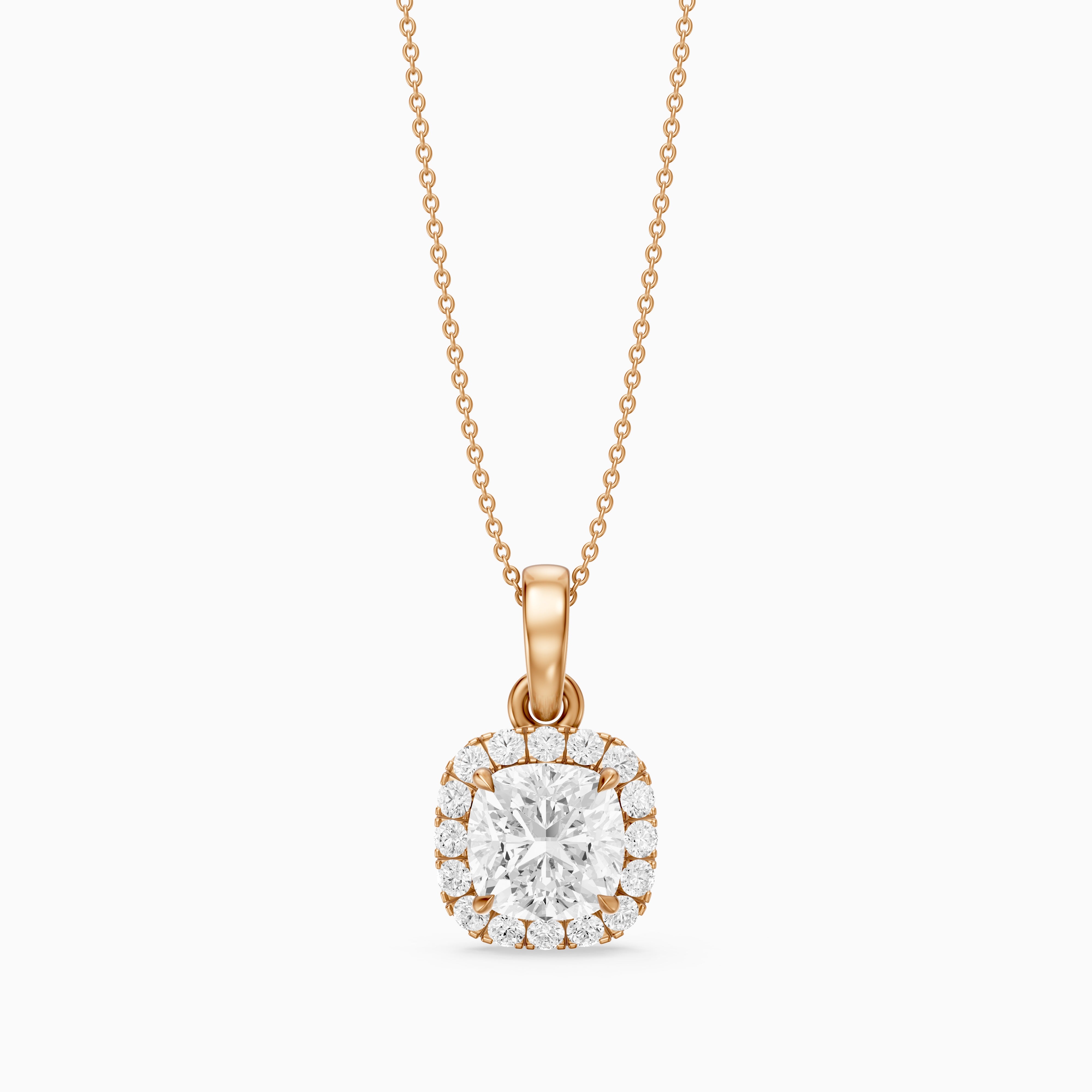 Clara Cushion Cut Lab Grown Diamond Halo Pendant