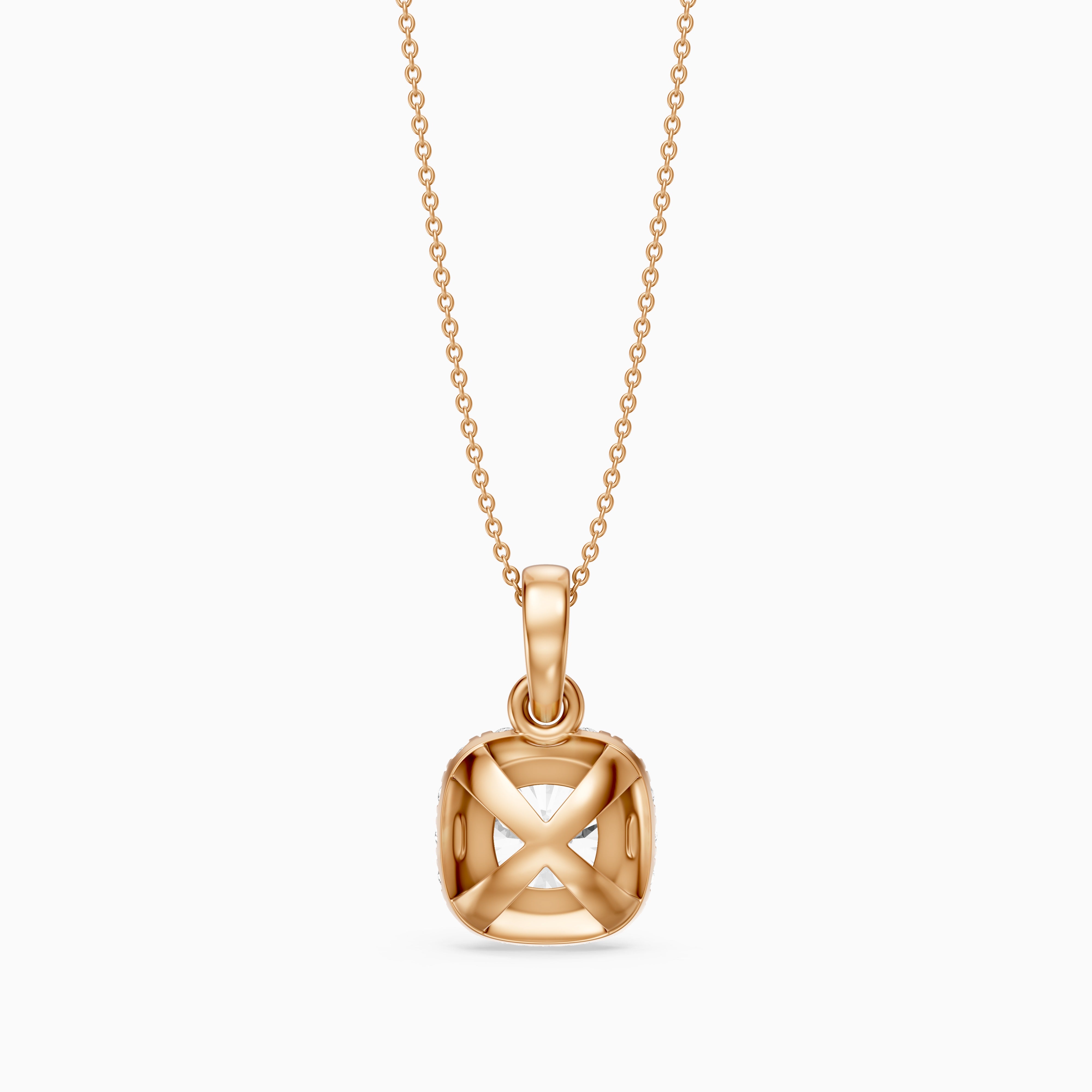 Clara Cushion Cut Lab Grown Diamond Halo Pendant