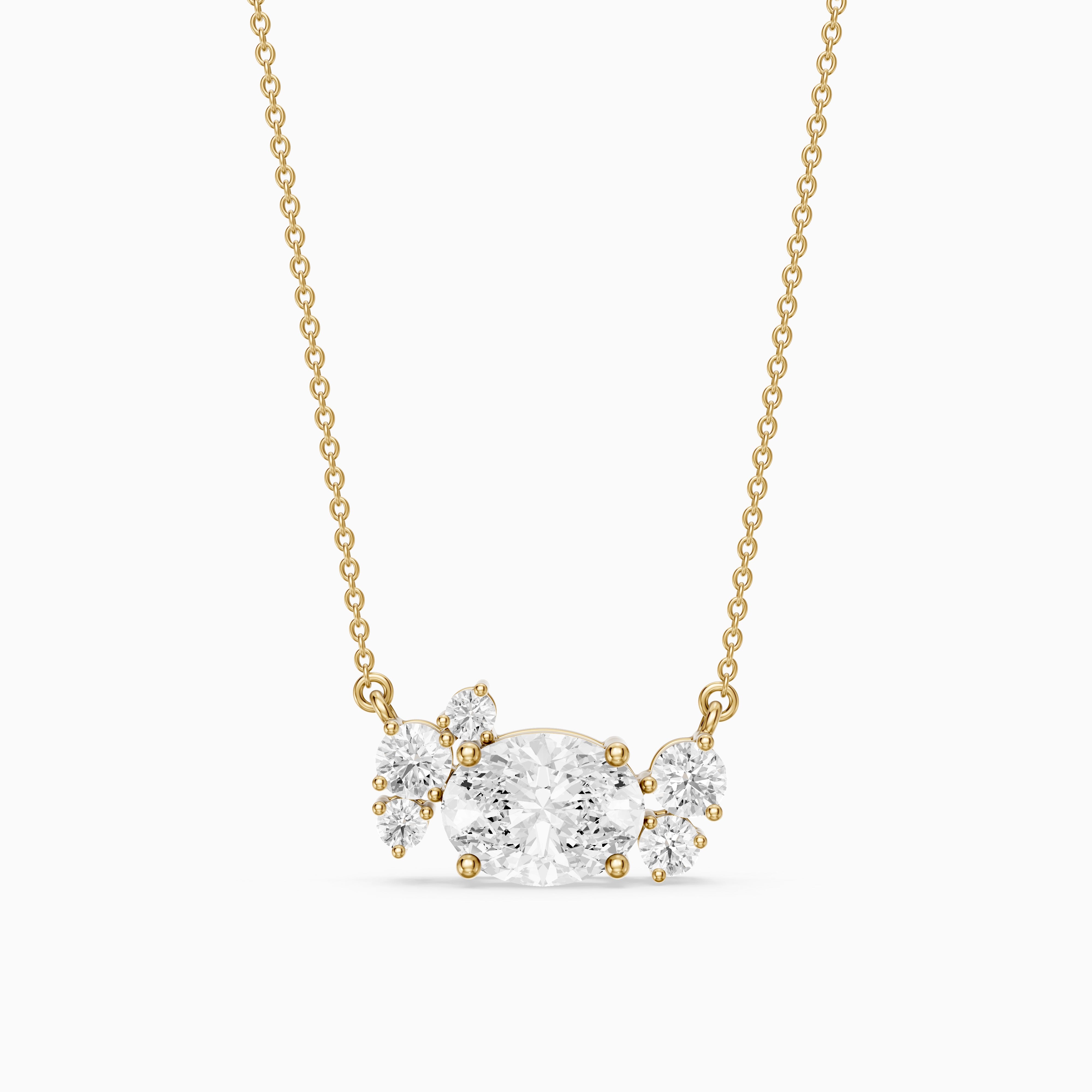 Anais Oval and Round Lab Grown Diamond Cluster Necklace
