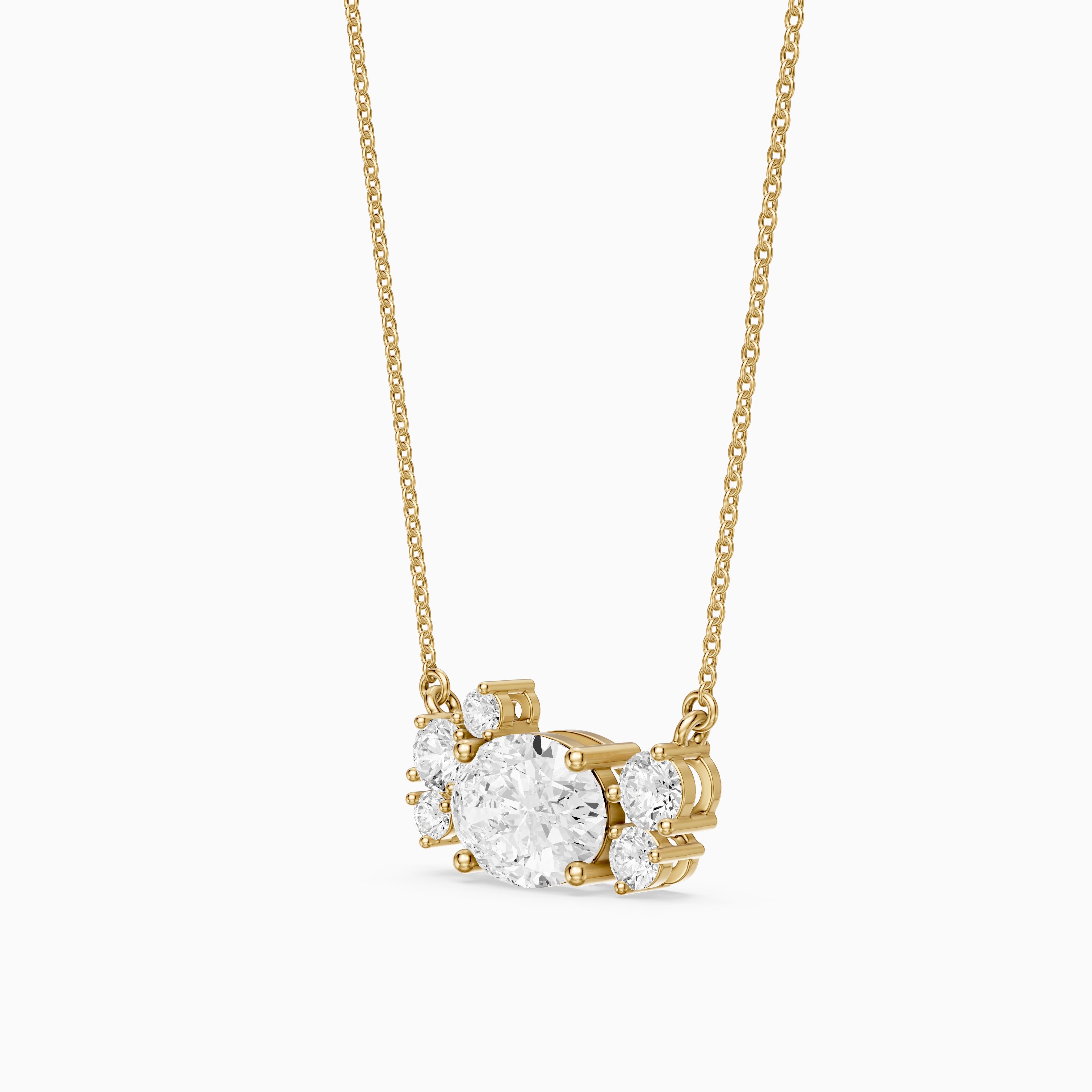 Anais Oval and Round Lab Grown Diamond Cluster Necklace
