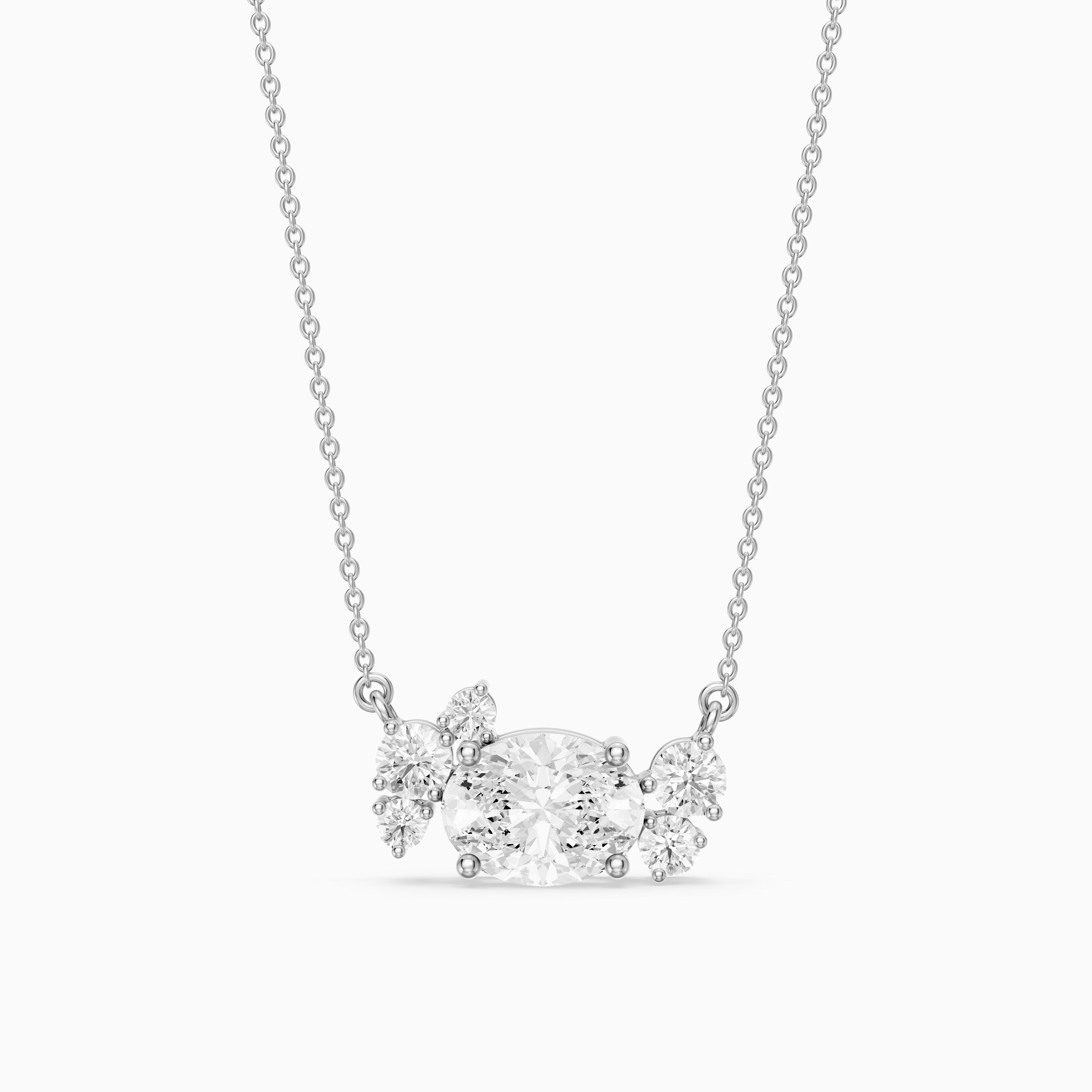 Anais Oval and Round Lab Grown Diamond Cluster Necklace