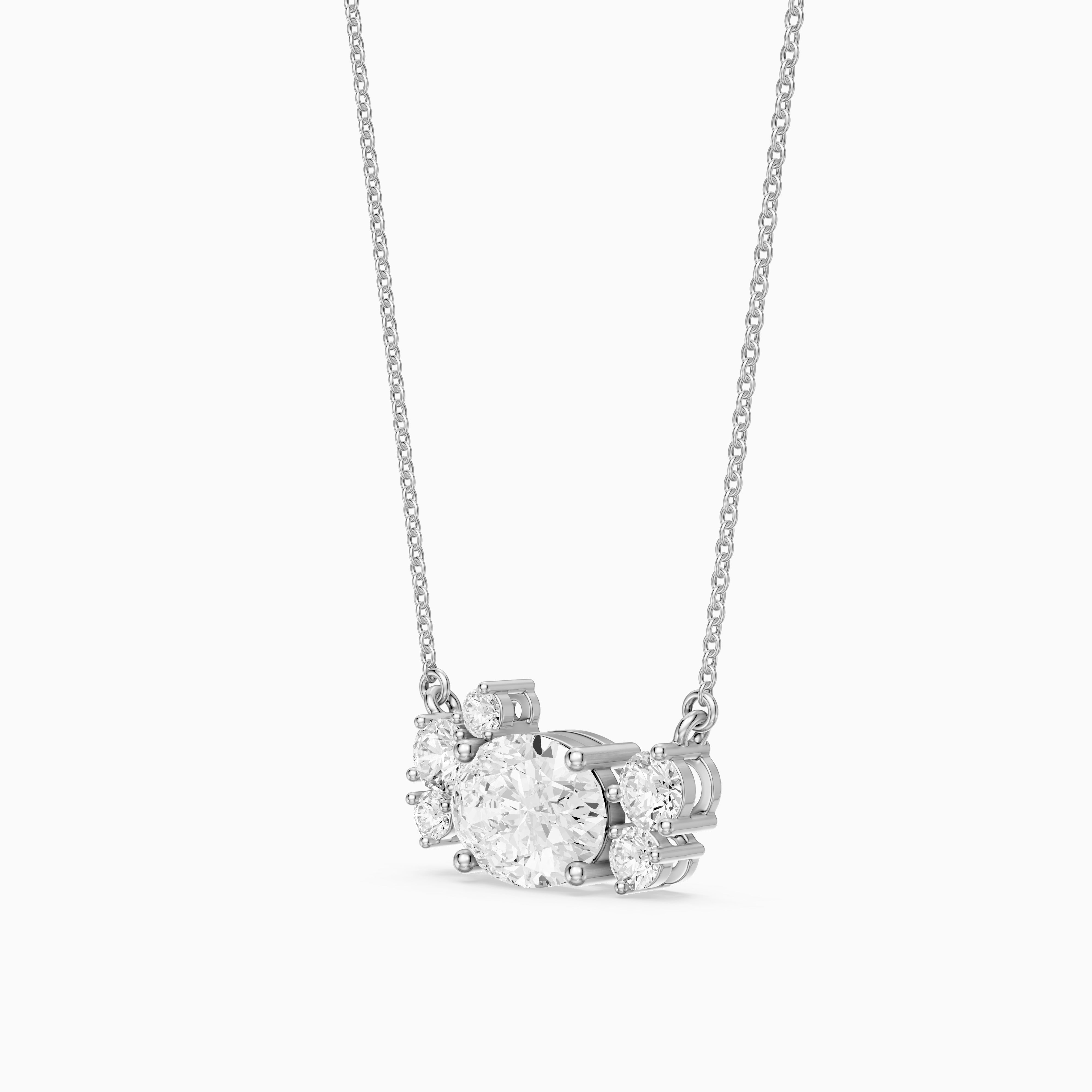 Anais Oval and Round Lab Grown Diamond Cluster Necklace