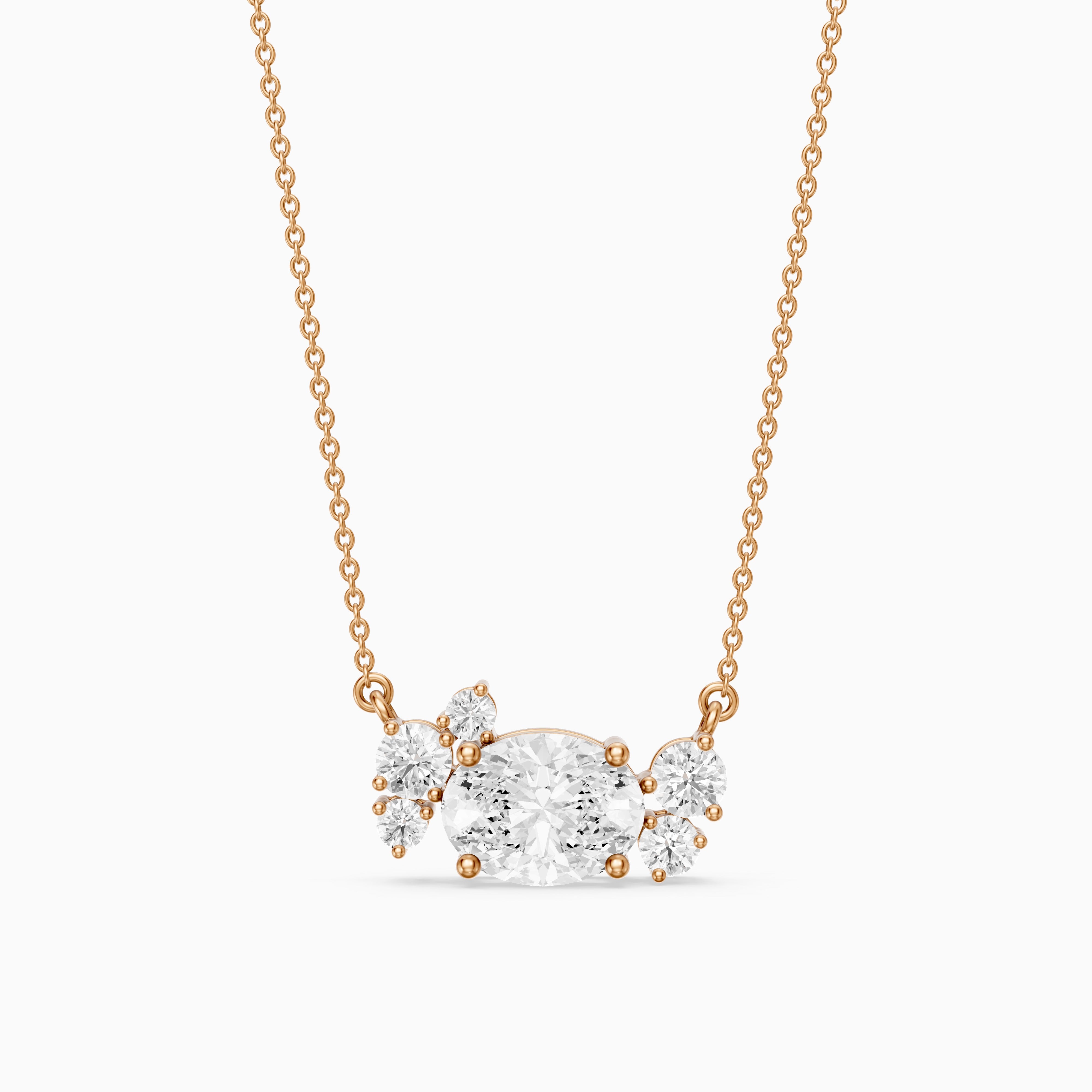 Anais Oval and Round Lab Grown Diamond Cluster Necklace