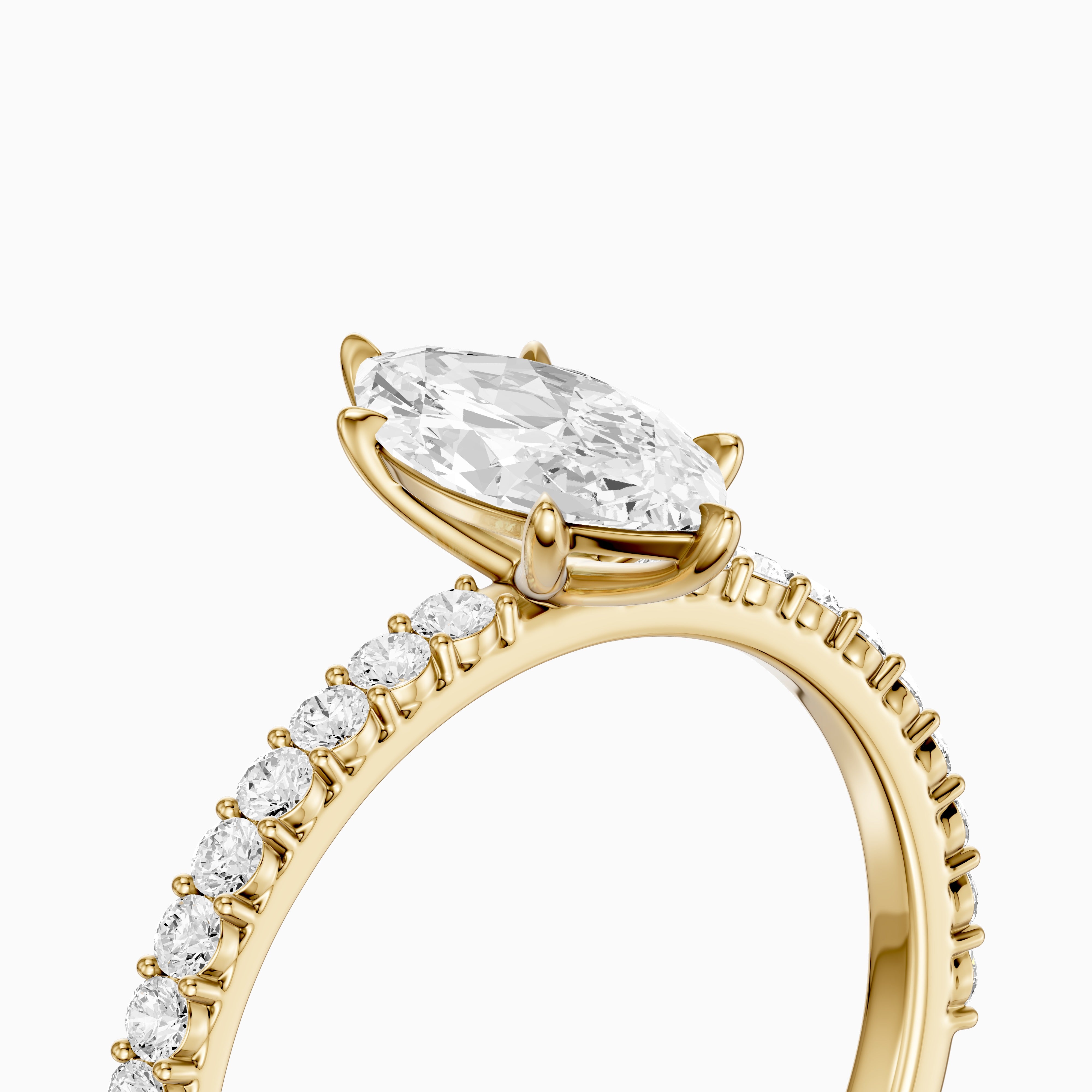 Selena 6 Prong Marquise Cut Pave Side Stone Lab Grown Diamond Ring