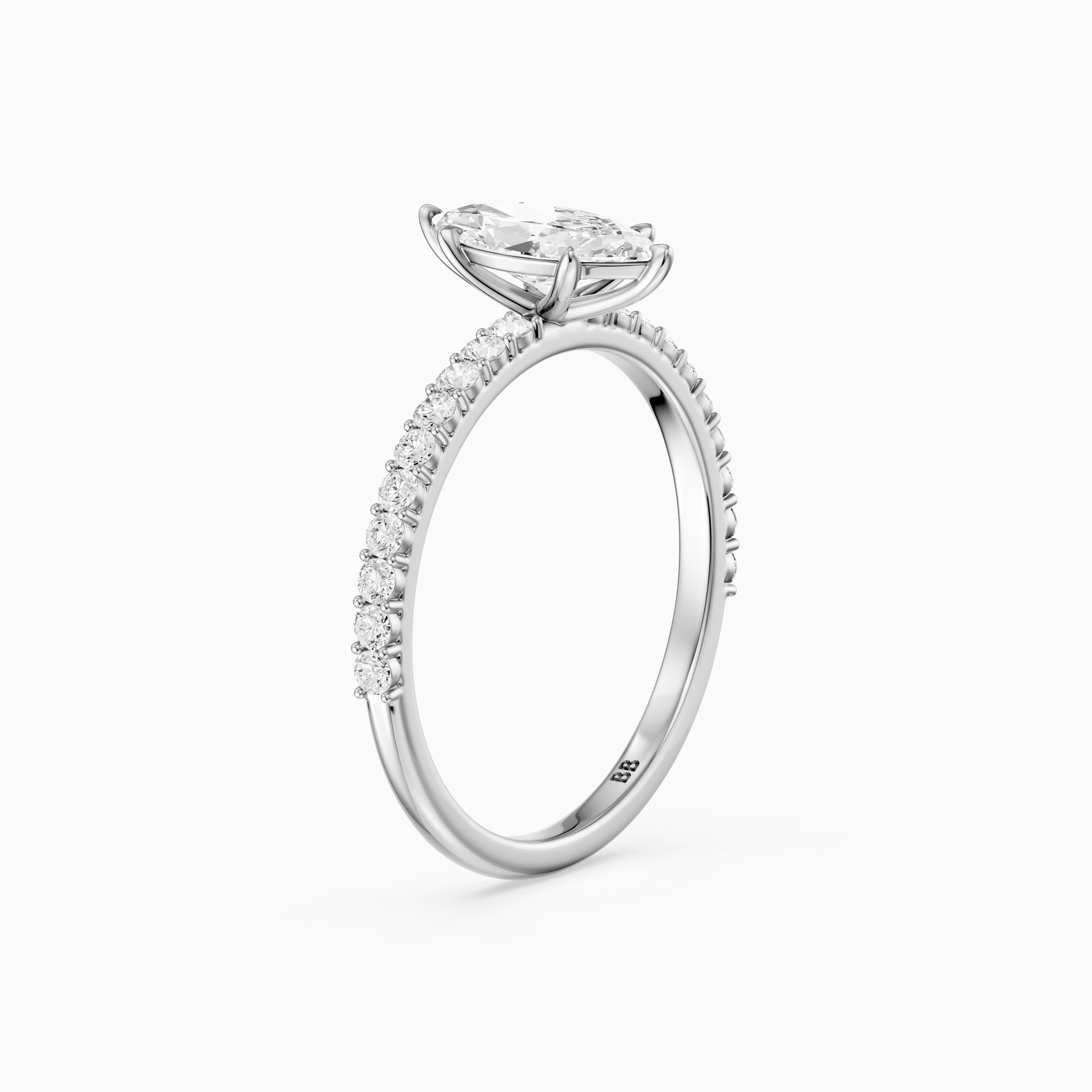 Selena 6 Prong Marquise Cut Pave Side Stone Lab Grown Diamond Ring