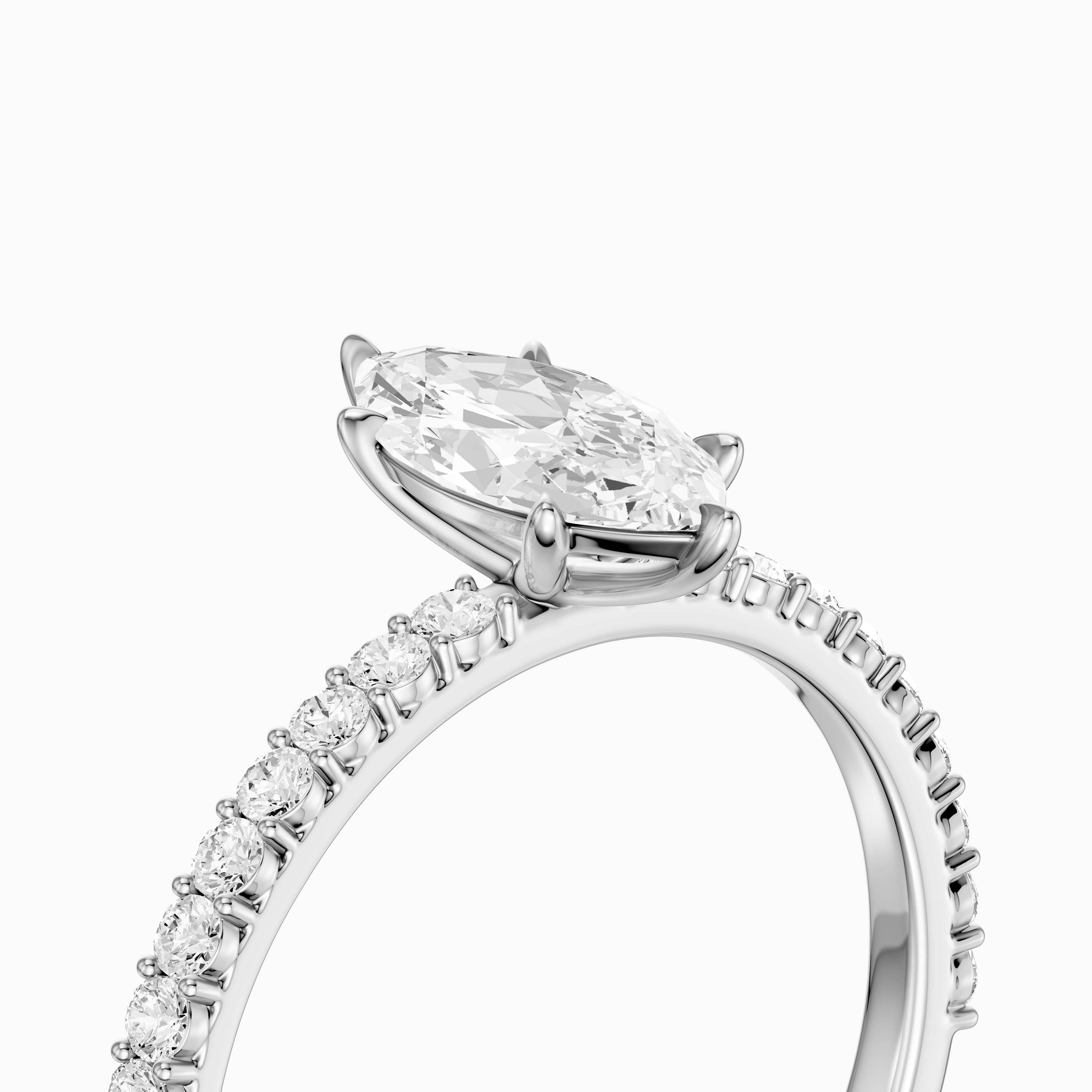 Selena 6 Prong Marquise Cut Pave Side Stone Lab Grown Diamond Ring