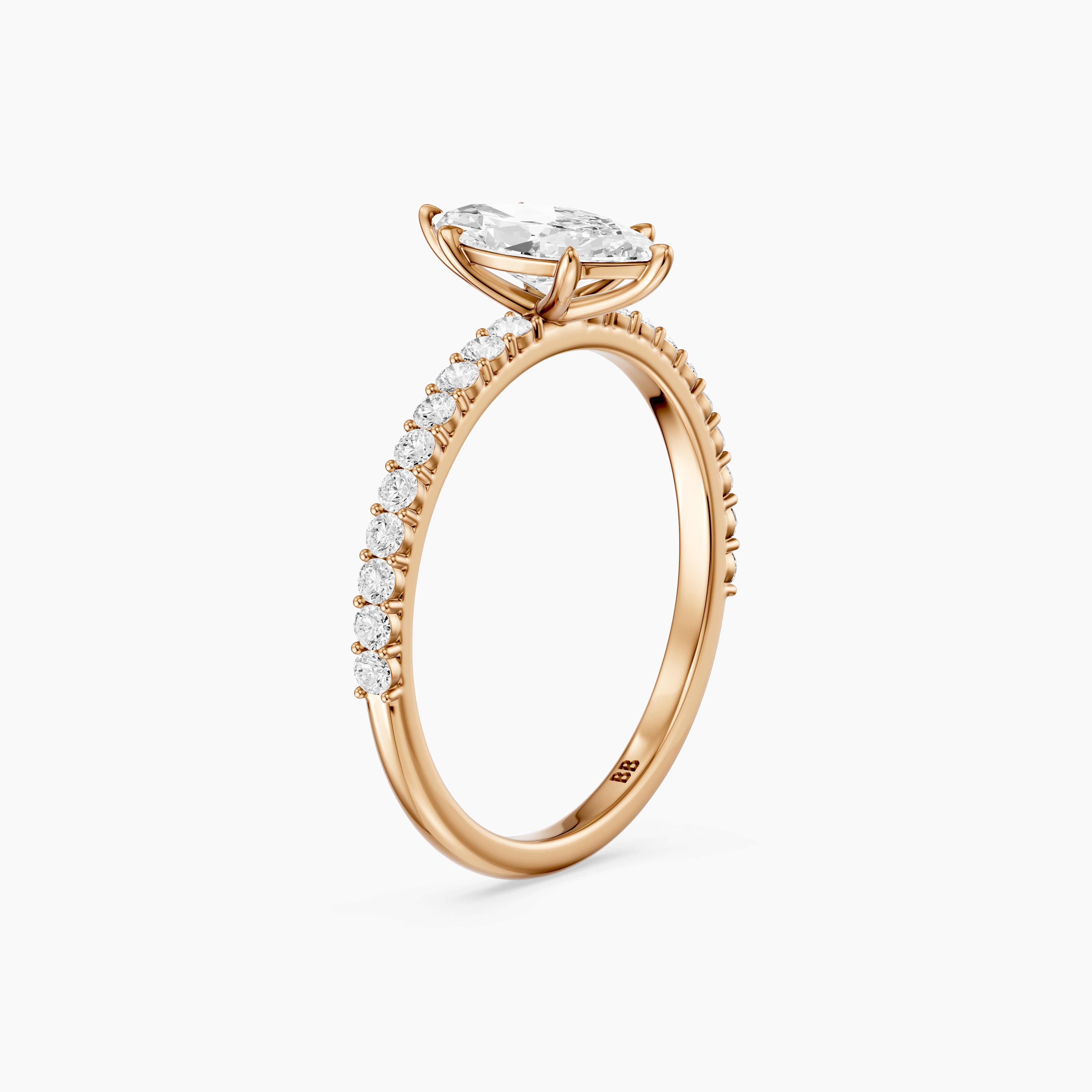 Selena 6 Prong Marquise Cut Pave Side Stone Lab Grown Diamond Ring