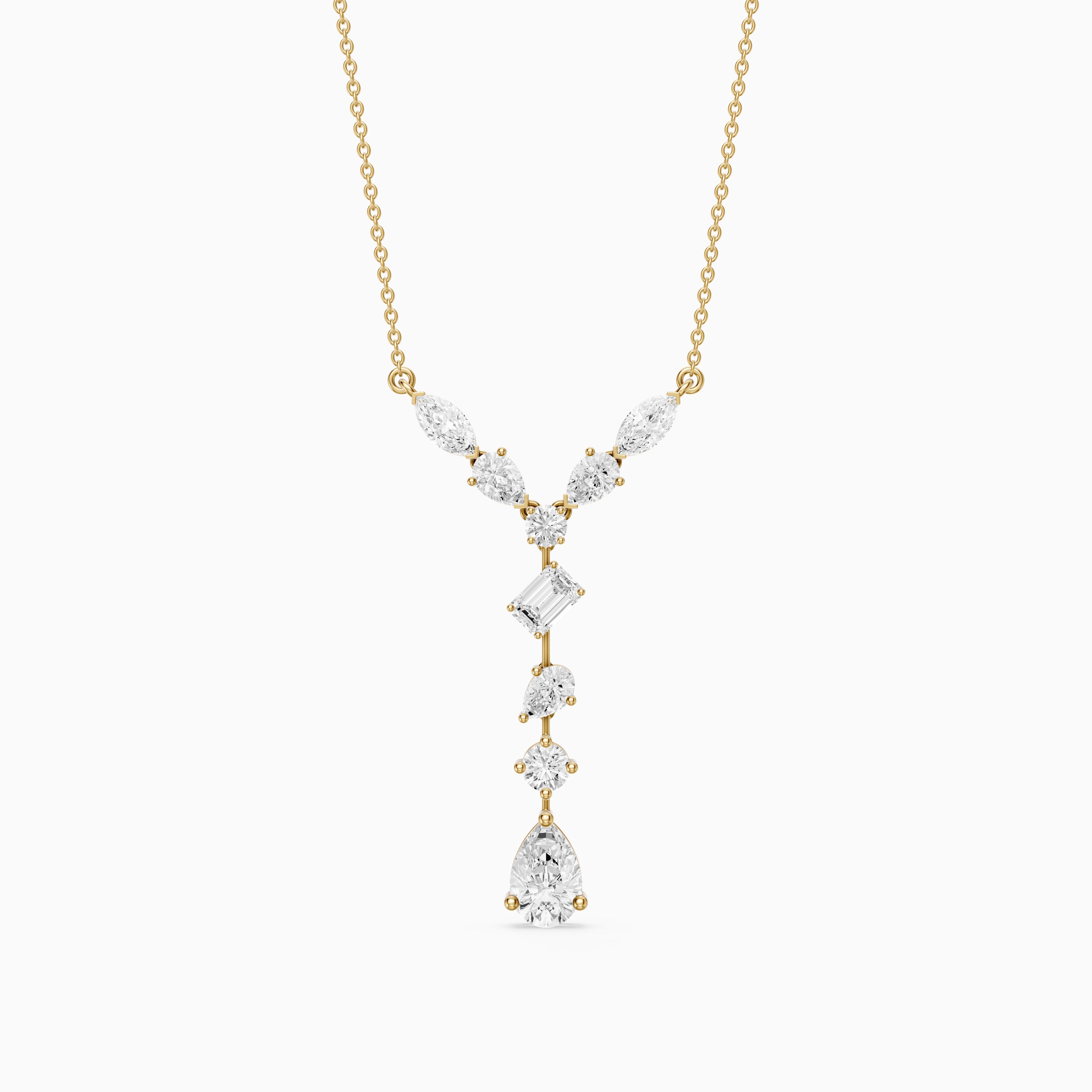 Elvie Multi Shape Lab Grown Diamond Drop Necklace