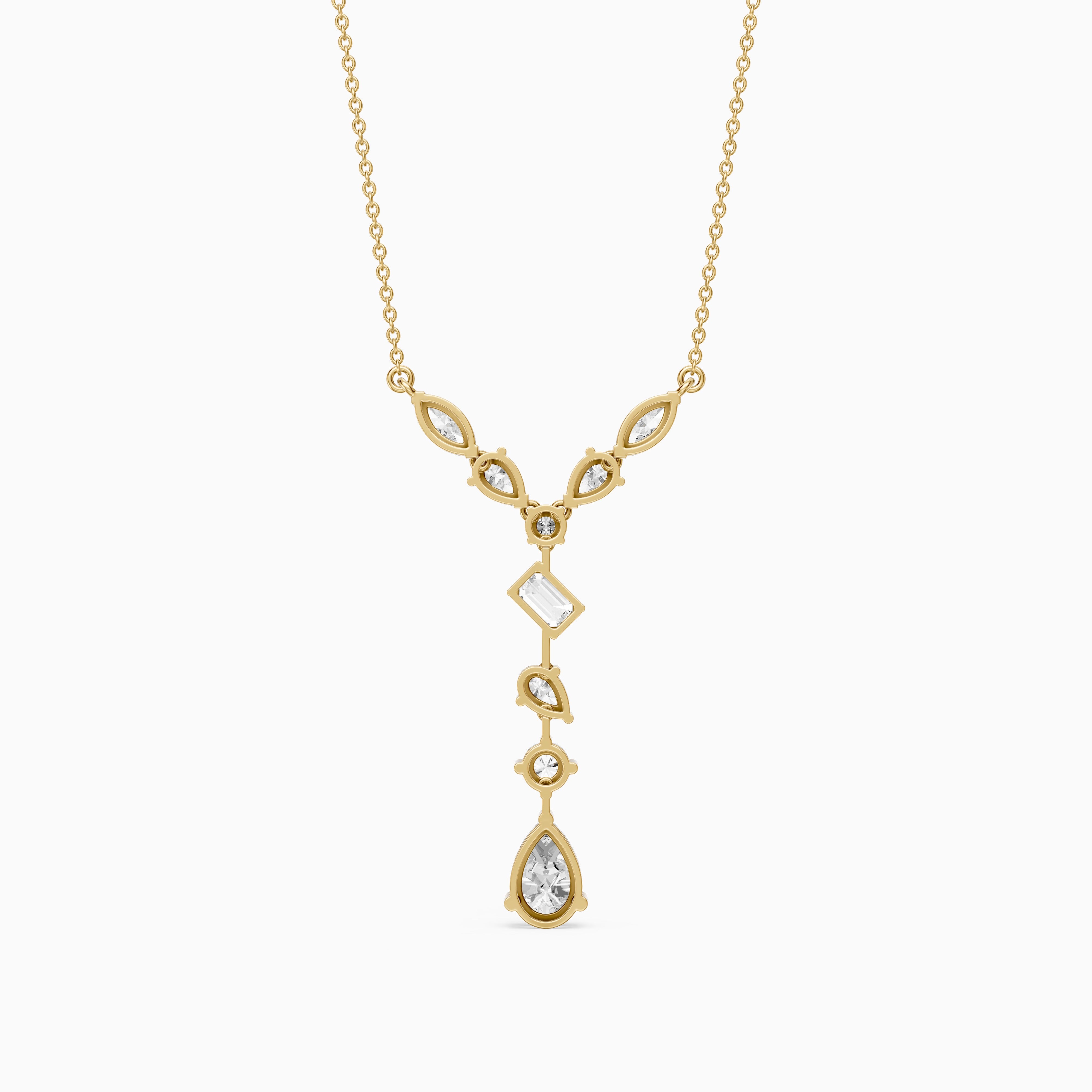 Elvie Multi Shape Lab Grown Diamond Drop Necklace