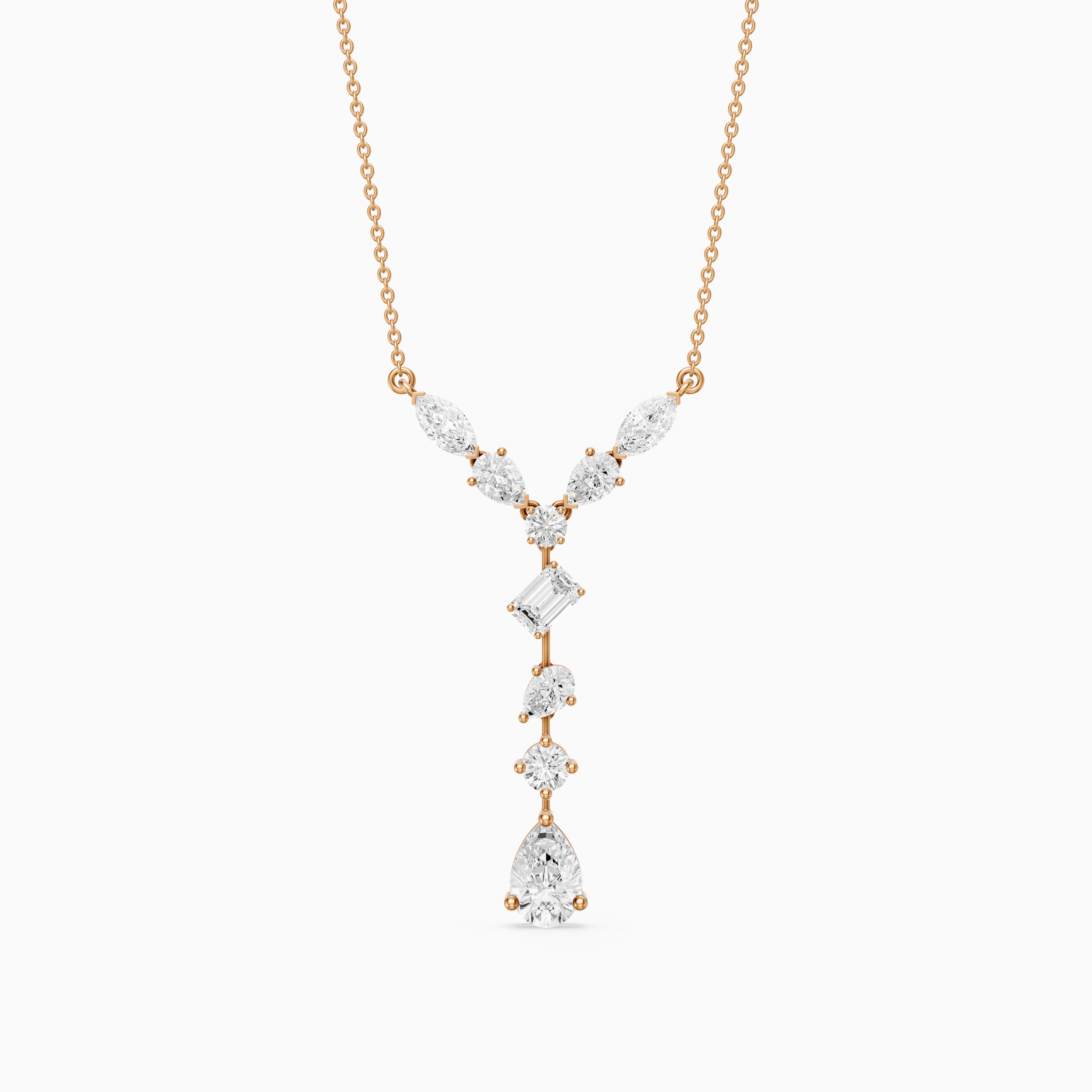 Elvie Multi Shape Lab Grown Diamond Drop Necklace