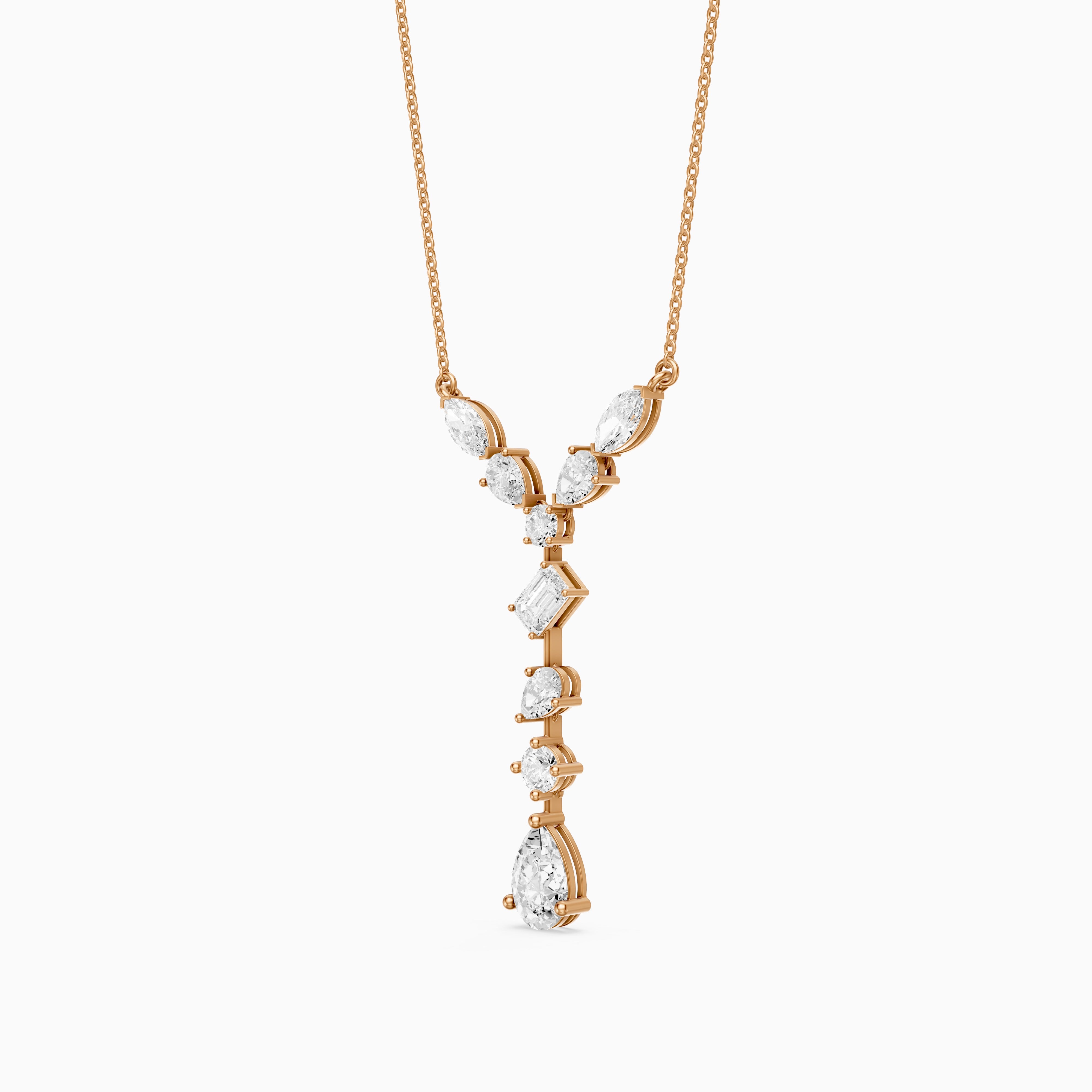 Elvie Multi Shape Lab Grown Diamond Drop Necklace