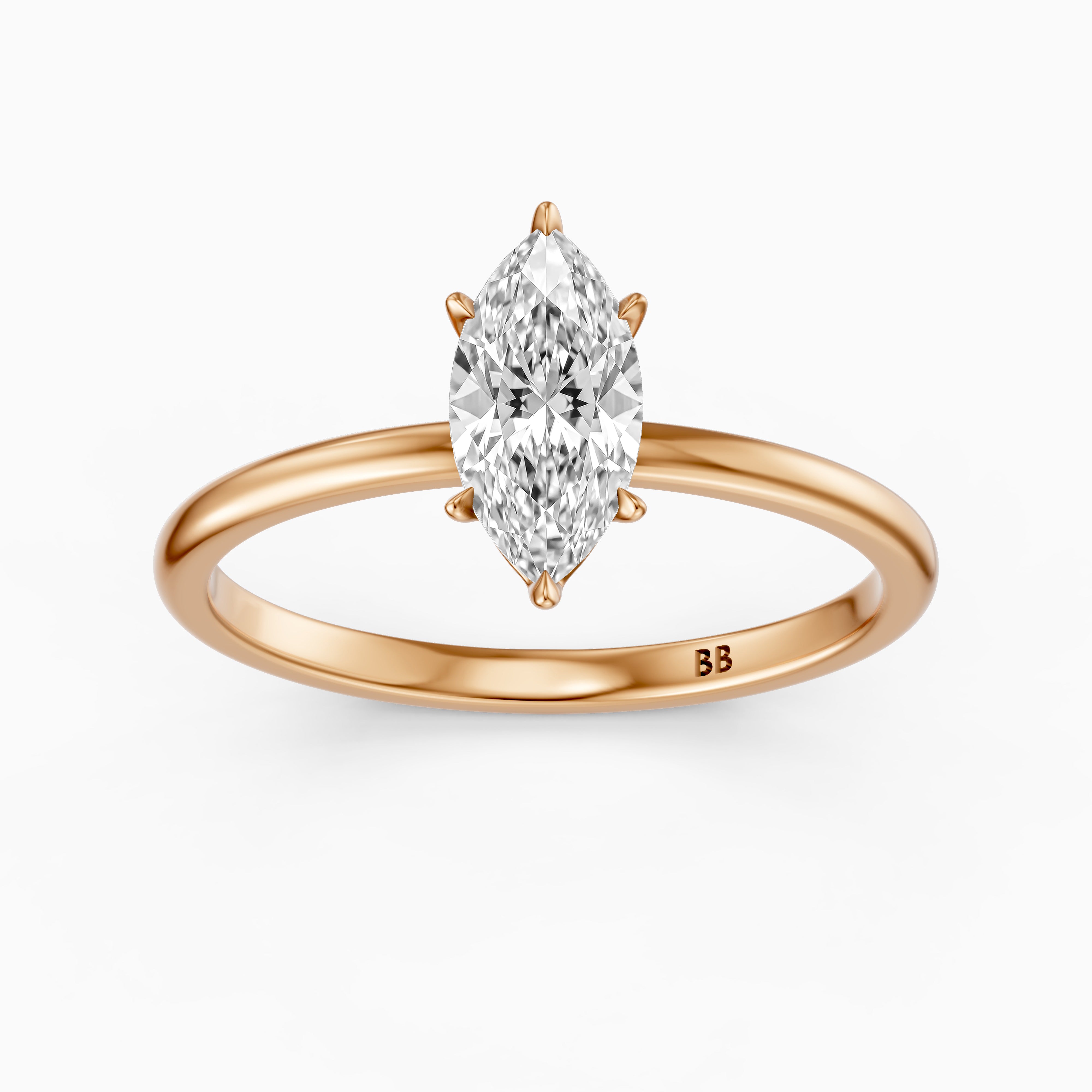 Jakira 6 Prong Marquise Cut Solitaire Moissanite Diamond Ring