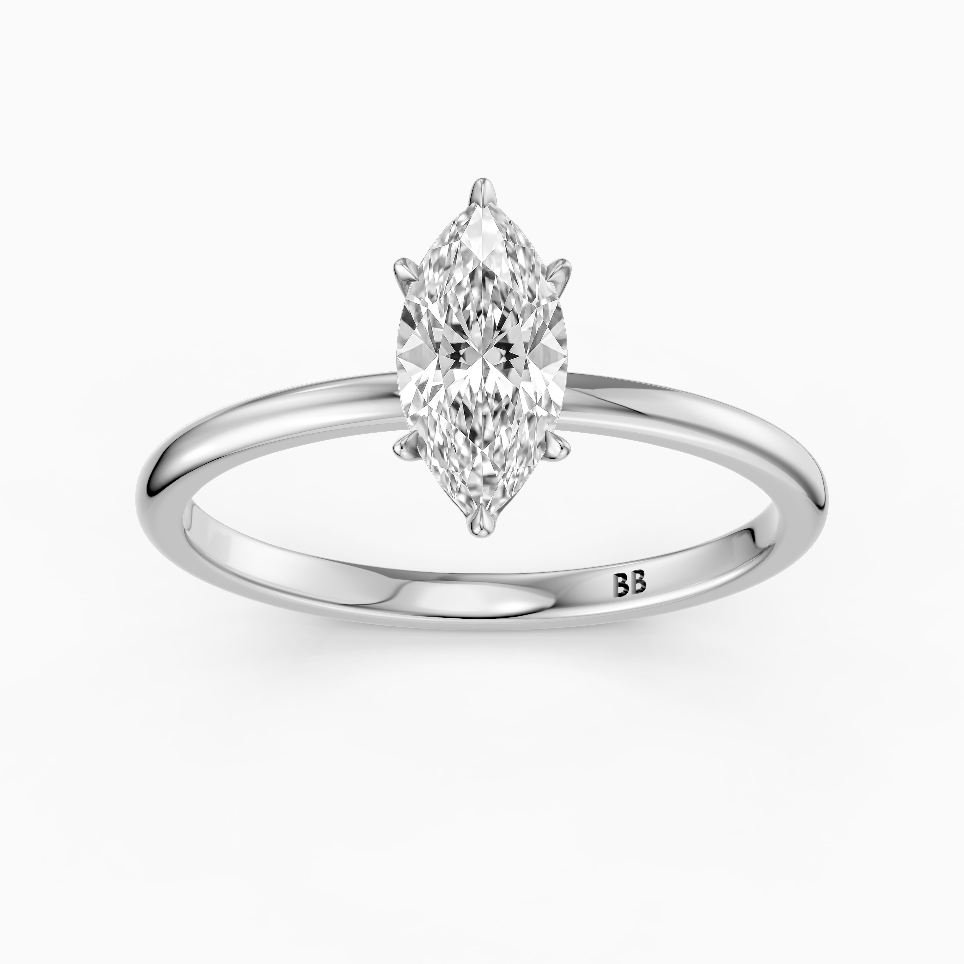 Jakira 6 Prong Marquise Cut Solitaire Moissanite Diamond Ring