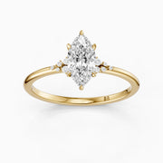 Jaycee Vintage Inspired Marquise Cut Side Stone Moissanite Diamond Ring