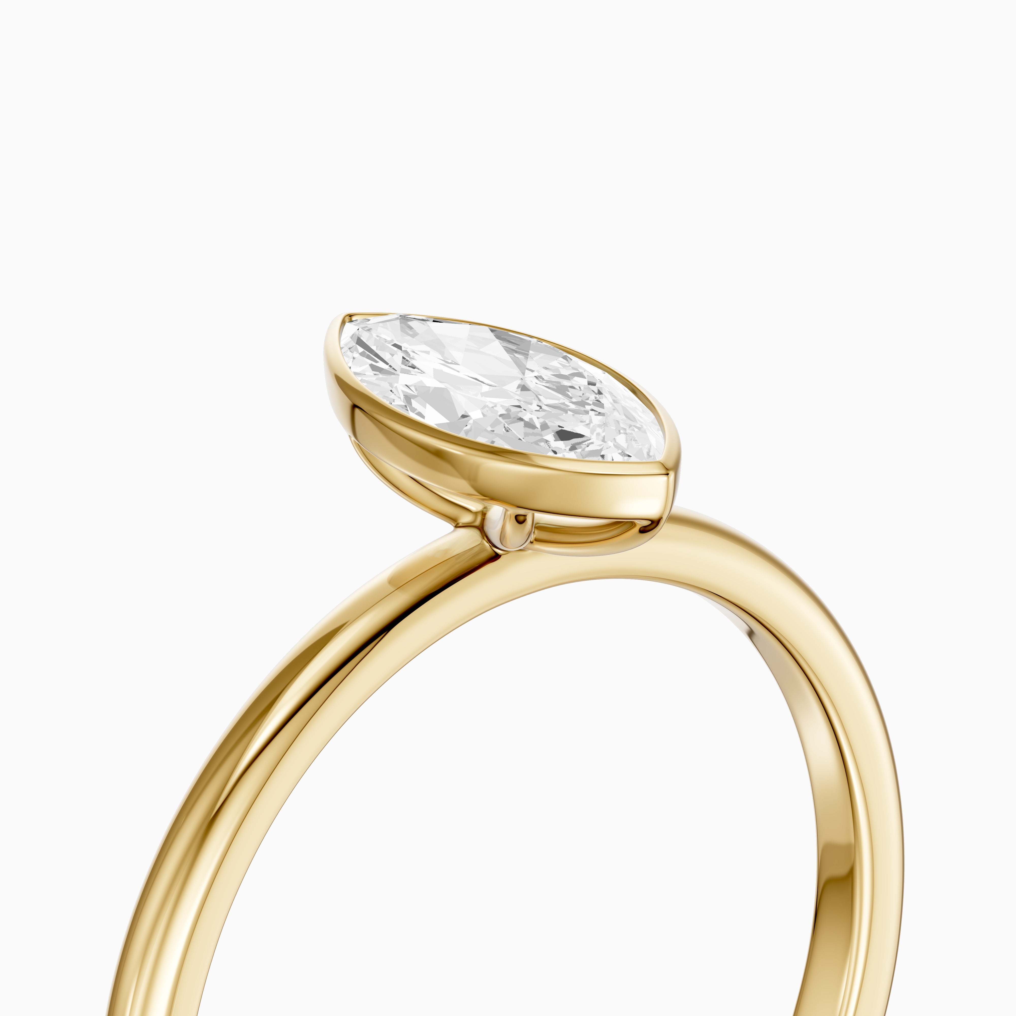 Jazmin Marquise Cut Bezel Set Solitaire Moissanite Diamond Ring