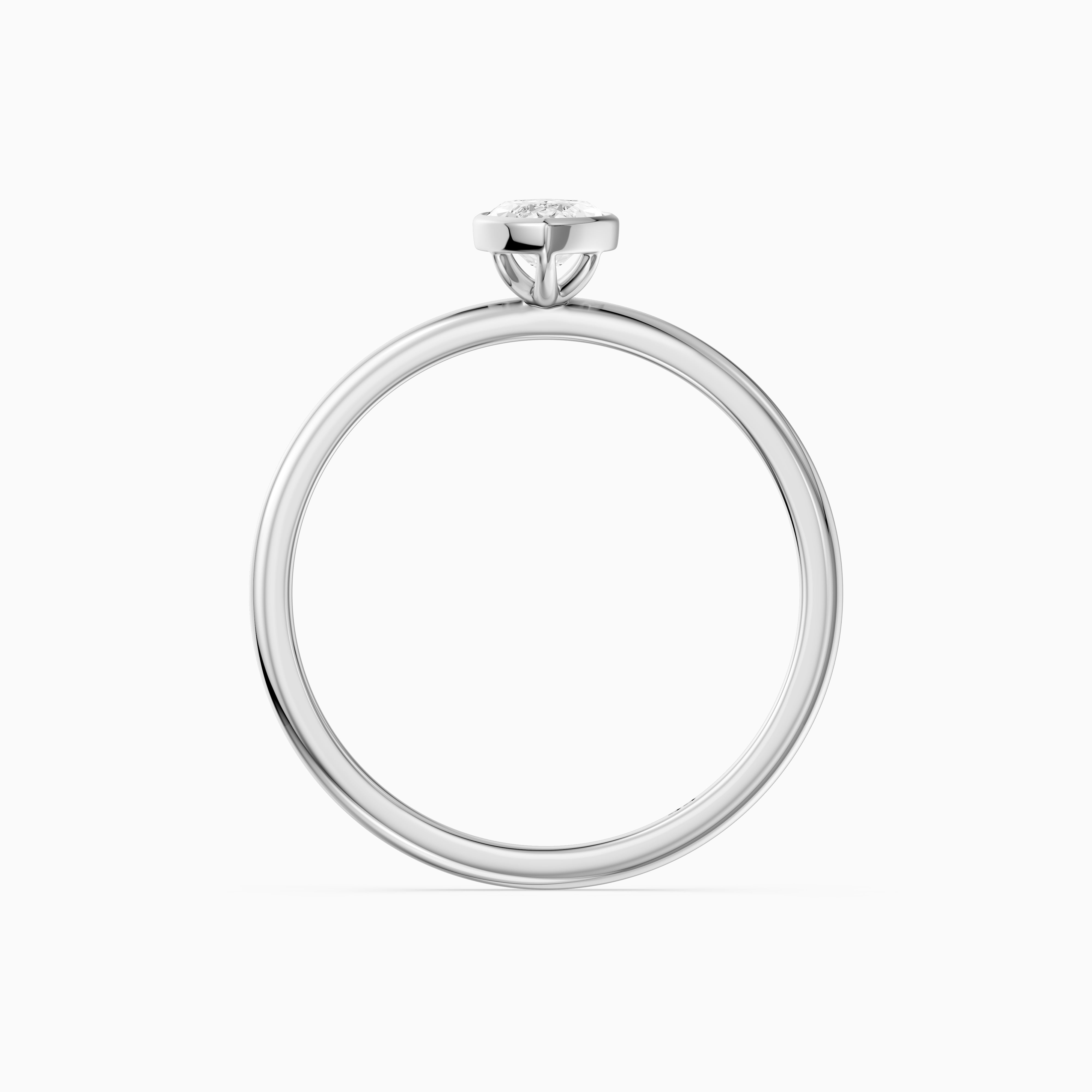 Jazmin Marquise Cut Bezel Set Solitaire Moissanite Diamond Ring