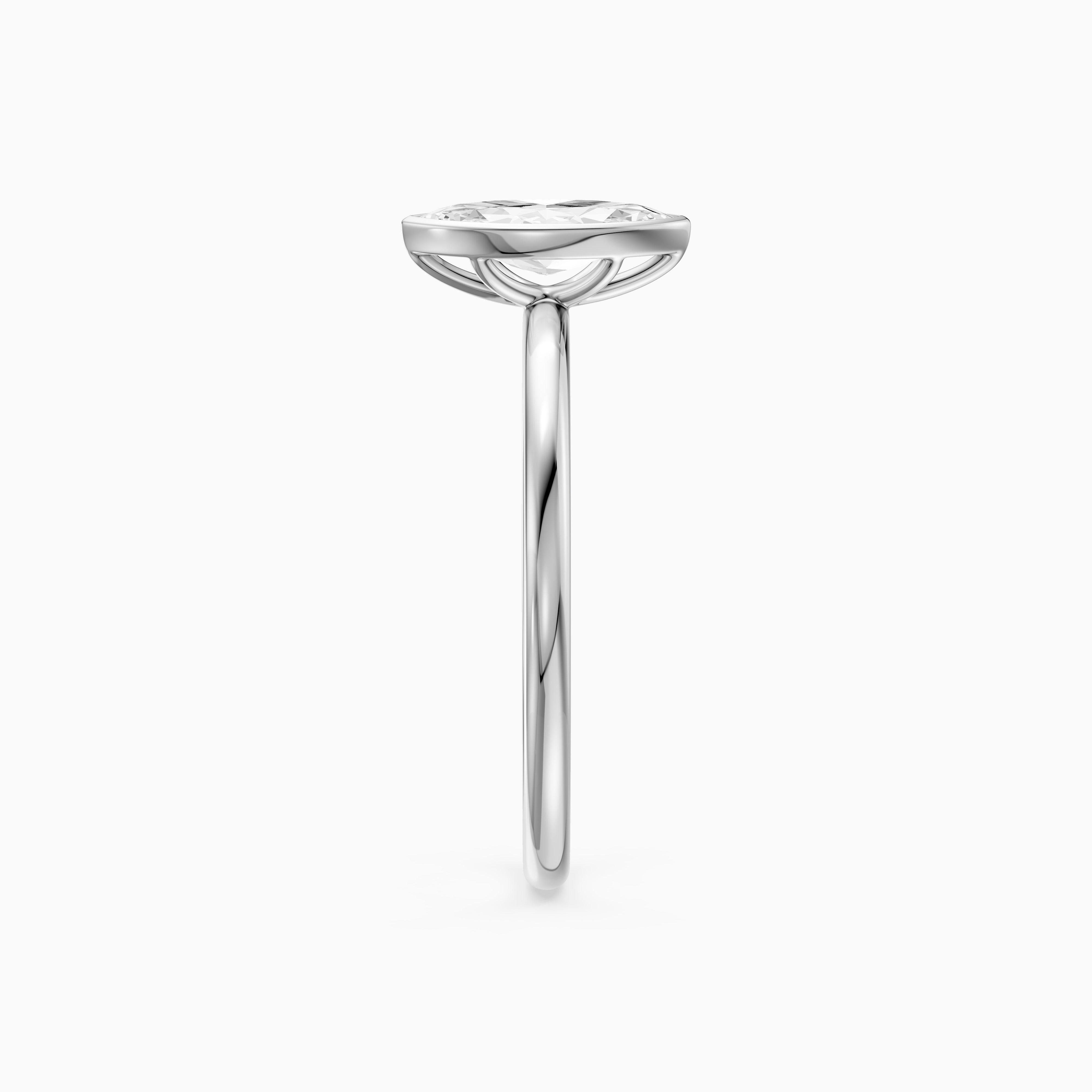 Jazmin Marquise Cut Bezel Set Solitaire Moissanite Diamond Ring