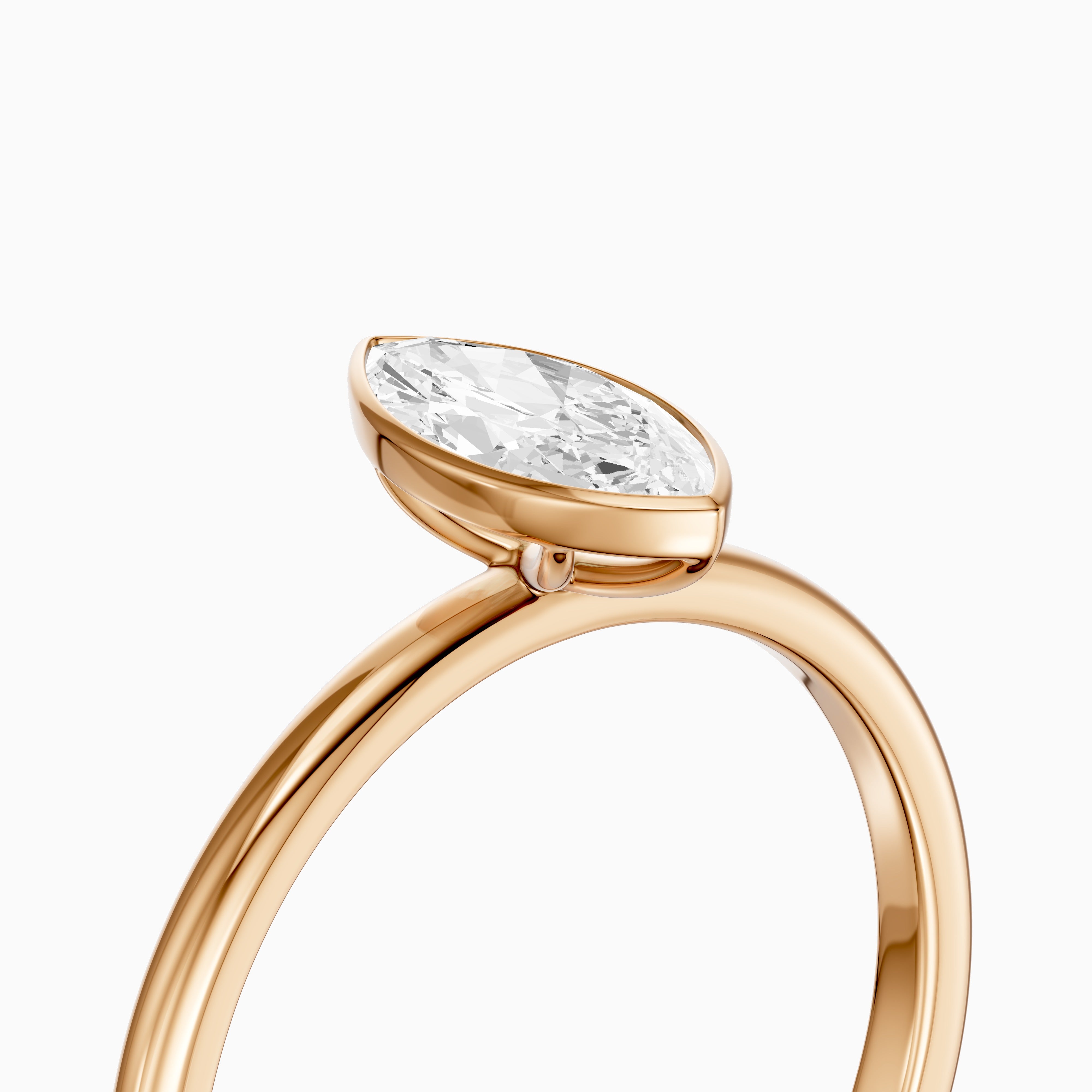 Jazmin Marquise Cut Bezel Set Solitaire Moissanite Diamond Ring