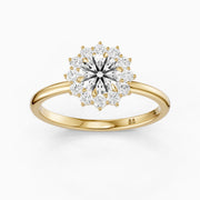 Jordie Round Cut Vintage Inspired Halo Moissanite Diamond Ring