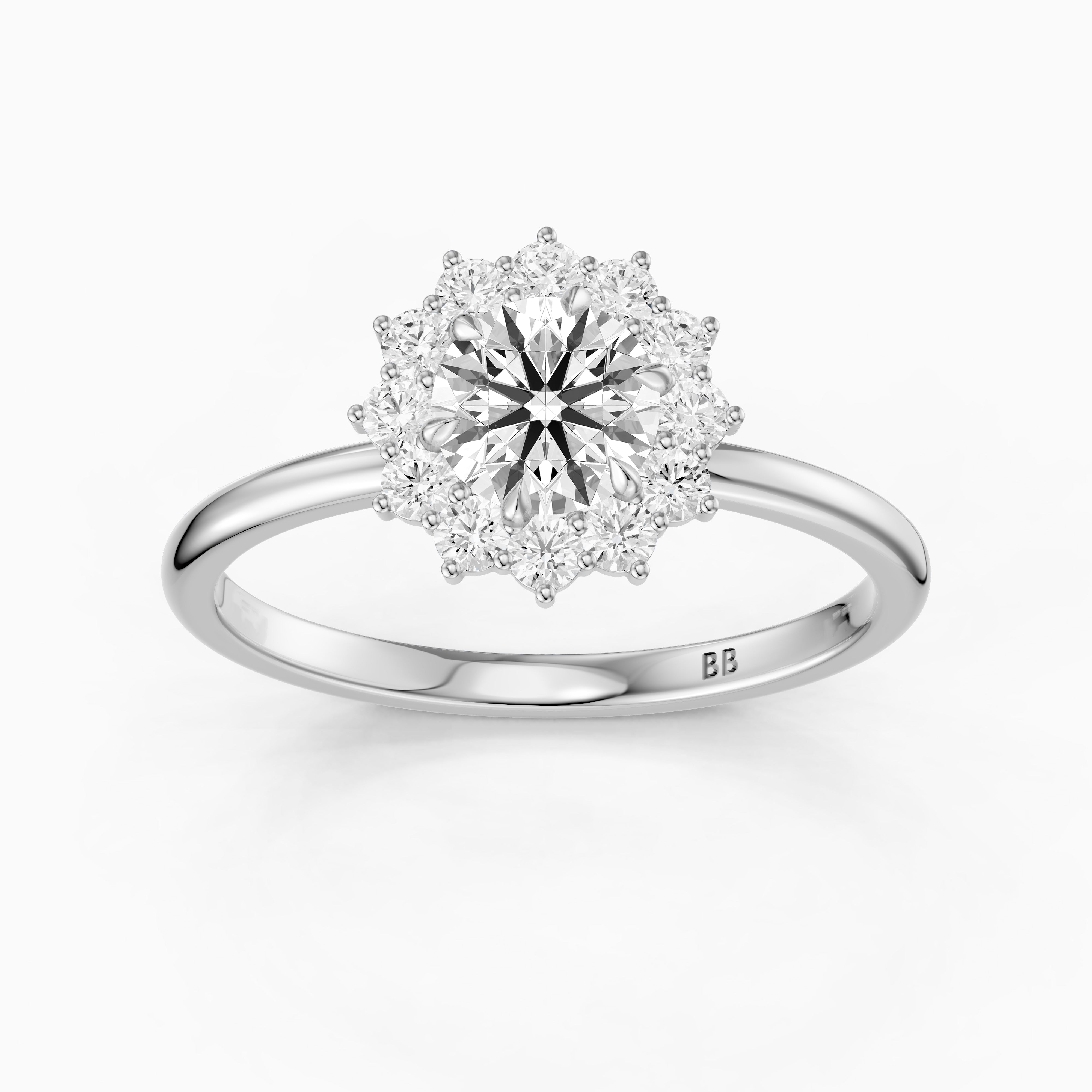 Jordie Round Cut Vintage Inspired Halo Moissanite Diamond Ring