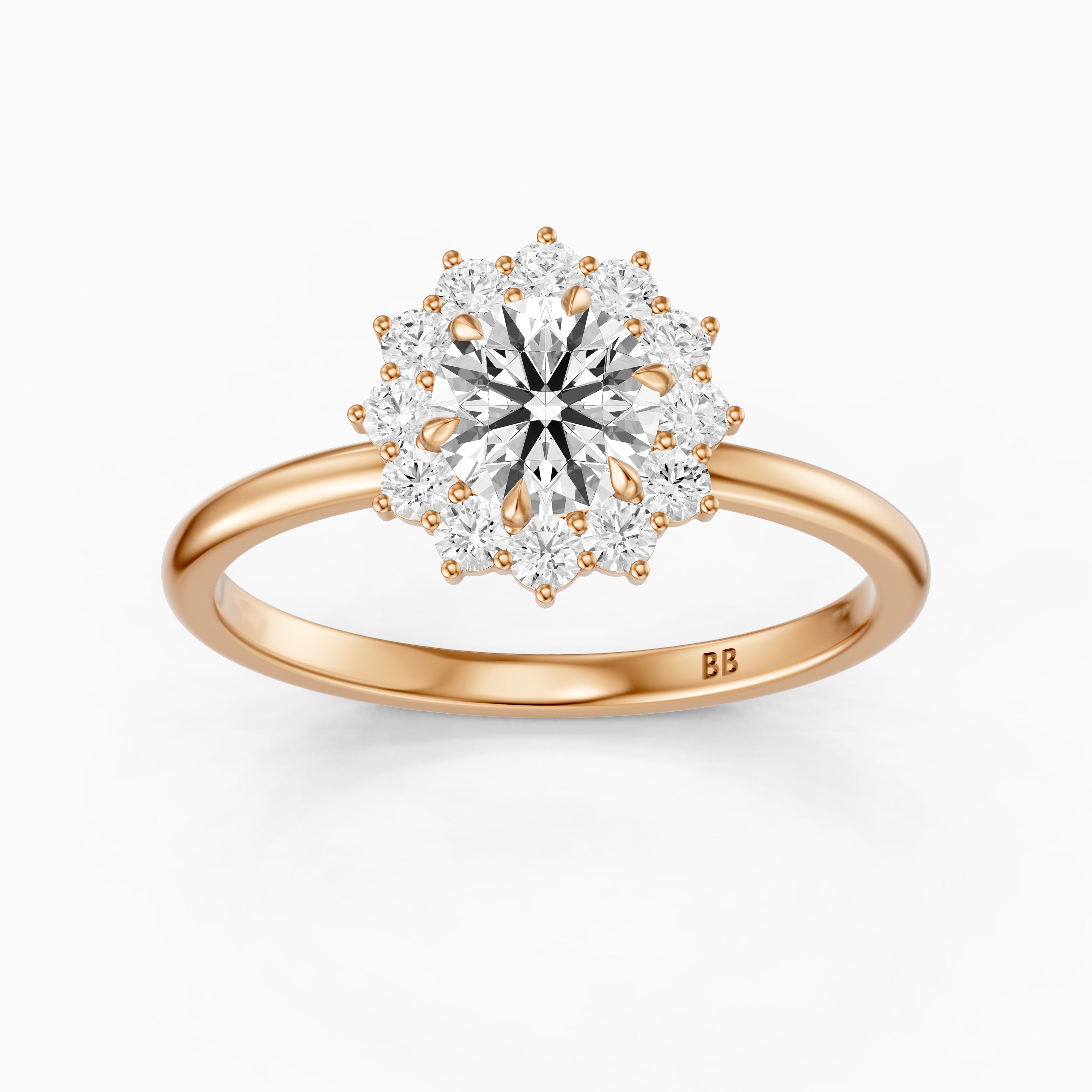 Jordie Round Cut Vintage Inspired Halo Moissanite Diamond Ring