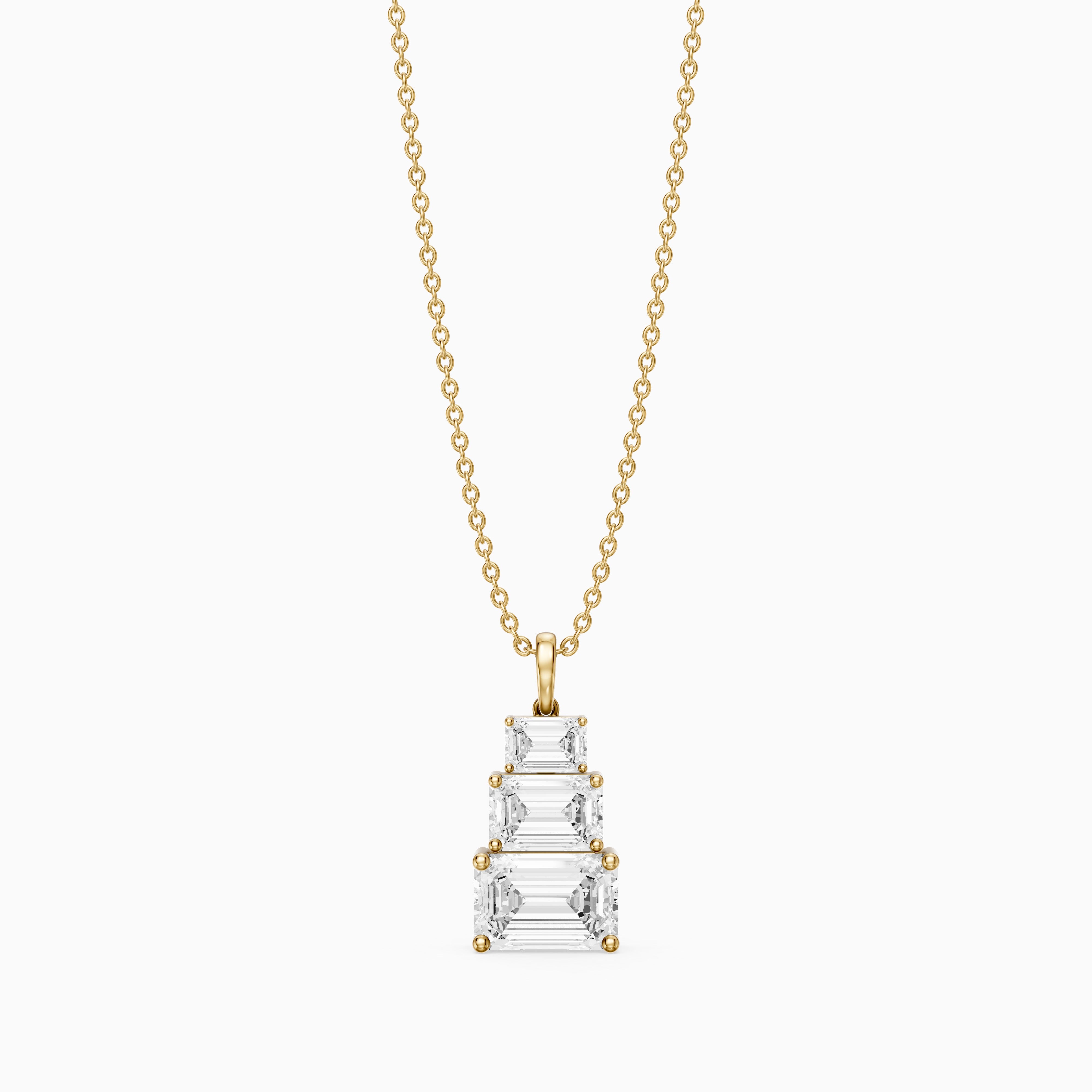 Carla Emerald Cut Lab Grown Diamond Graduated Pendant