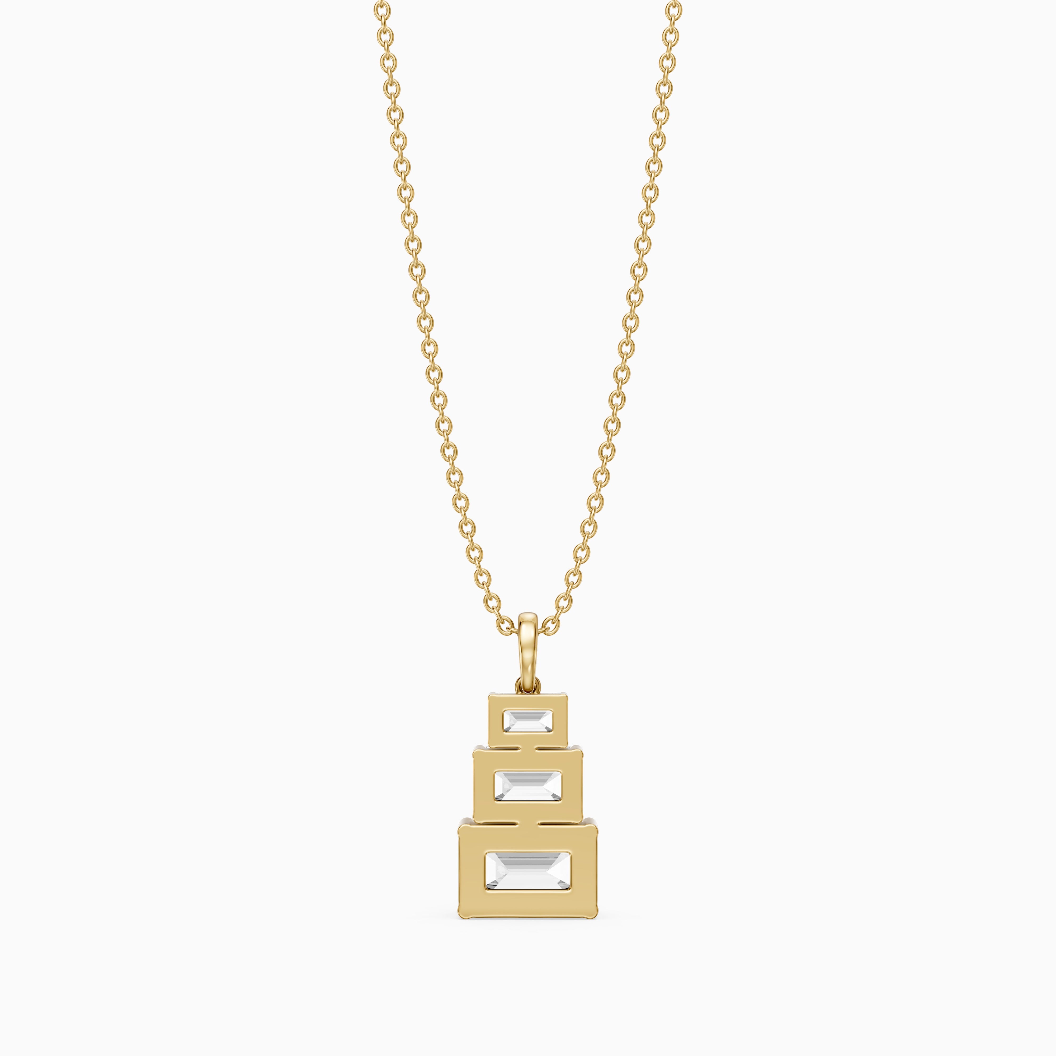 Carla Emerald Cut Lab Grown Diamond Graduated Pendant