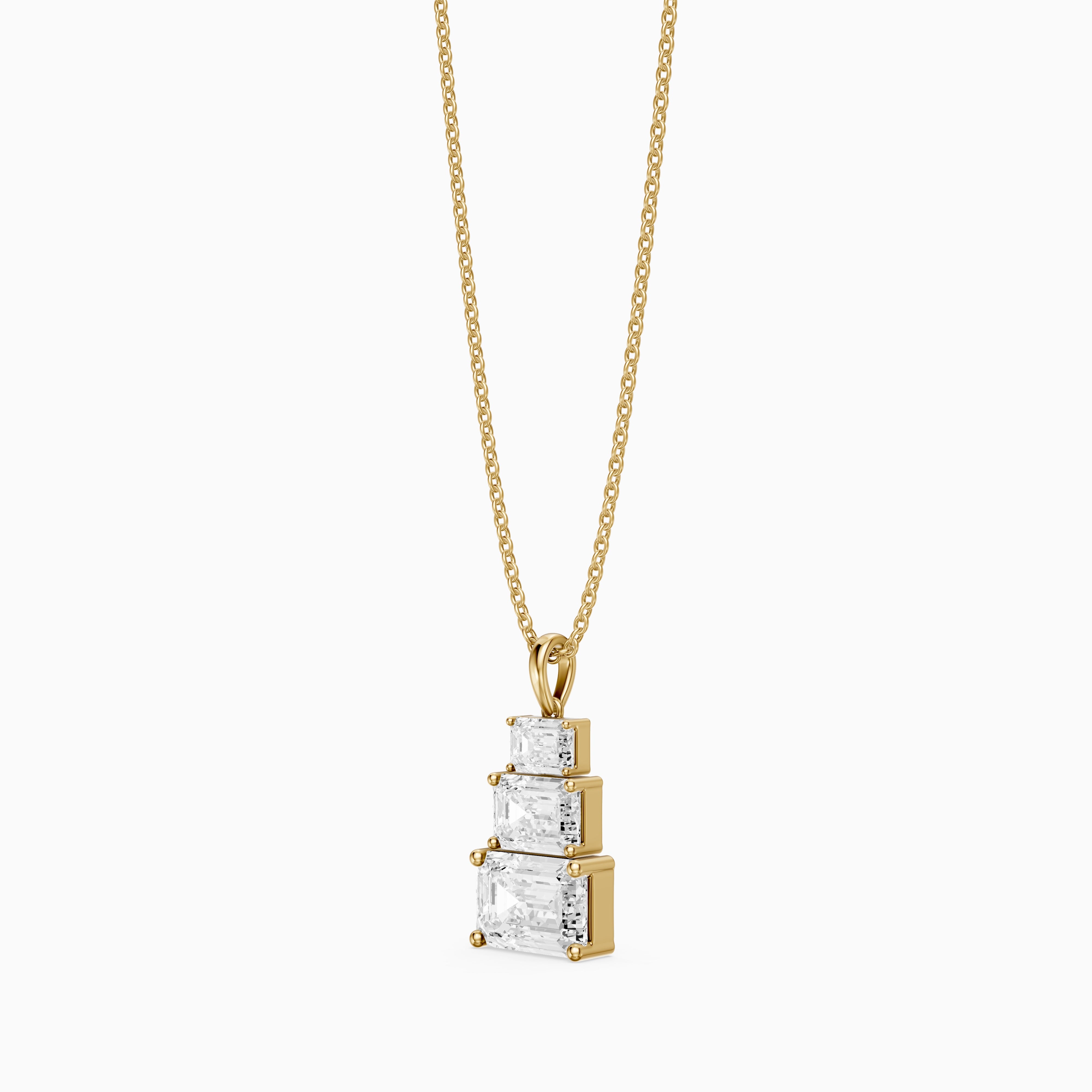 Carla Emerald Cut Lab Grown Diamond Graduated Pendant