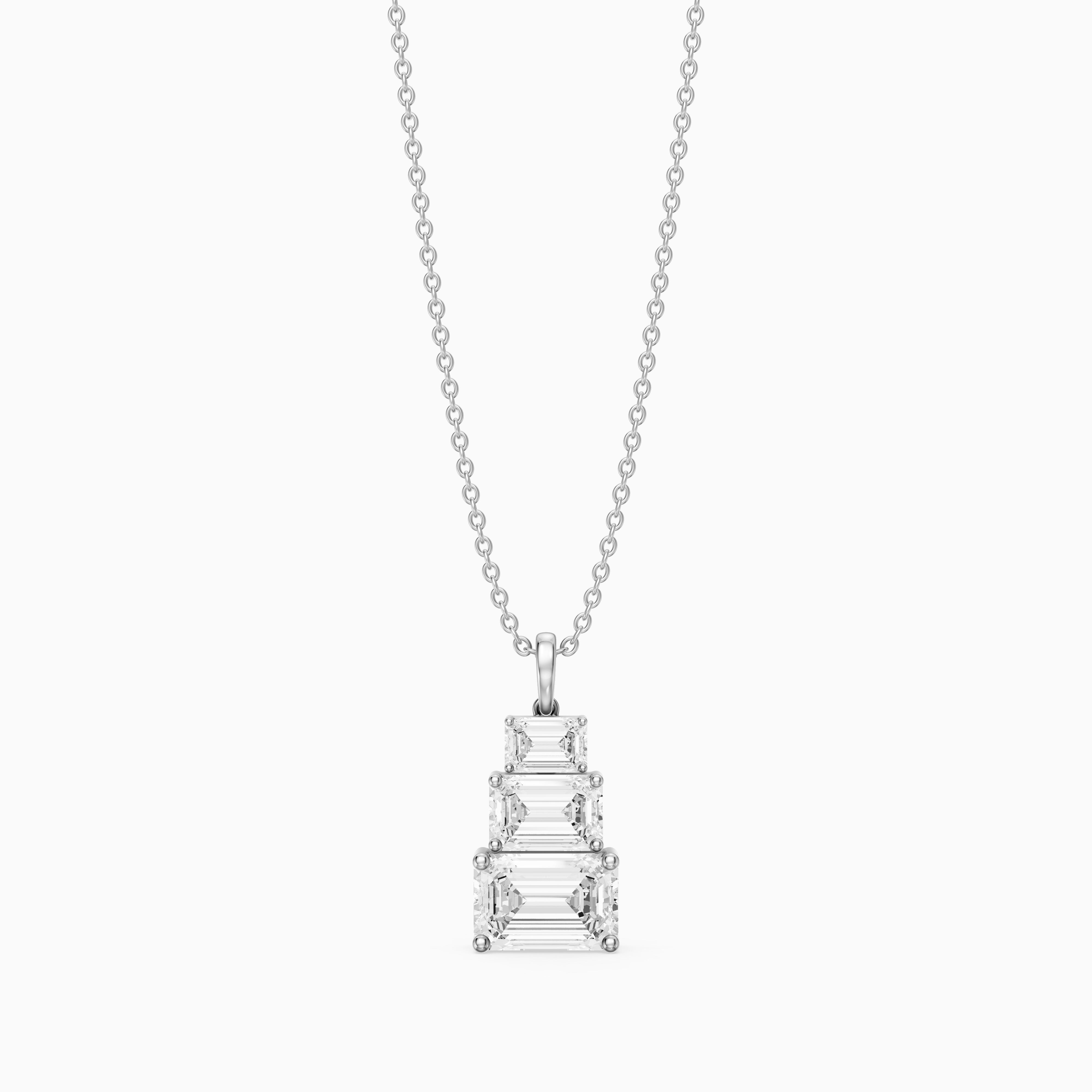 Carla Emerald Cut Lab Grown Diamond Graduated Pendant