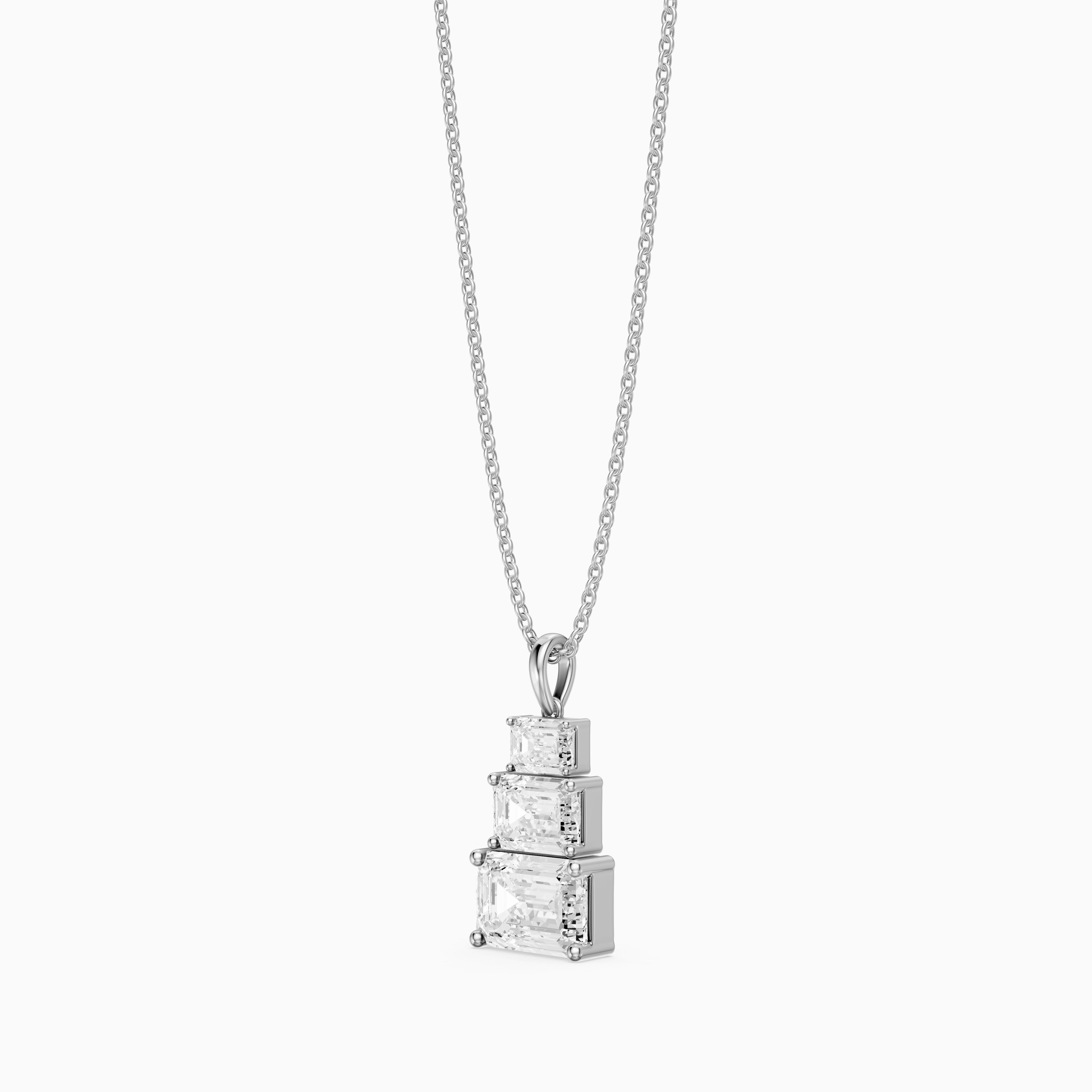 Carla Emerald Cut Lab Grown Diamond Graduated Pendant