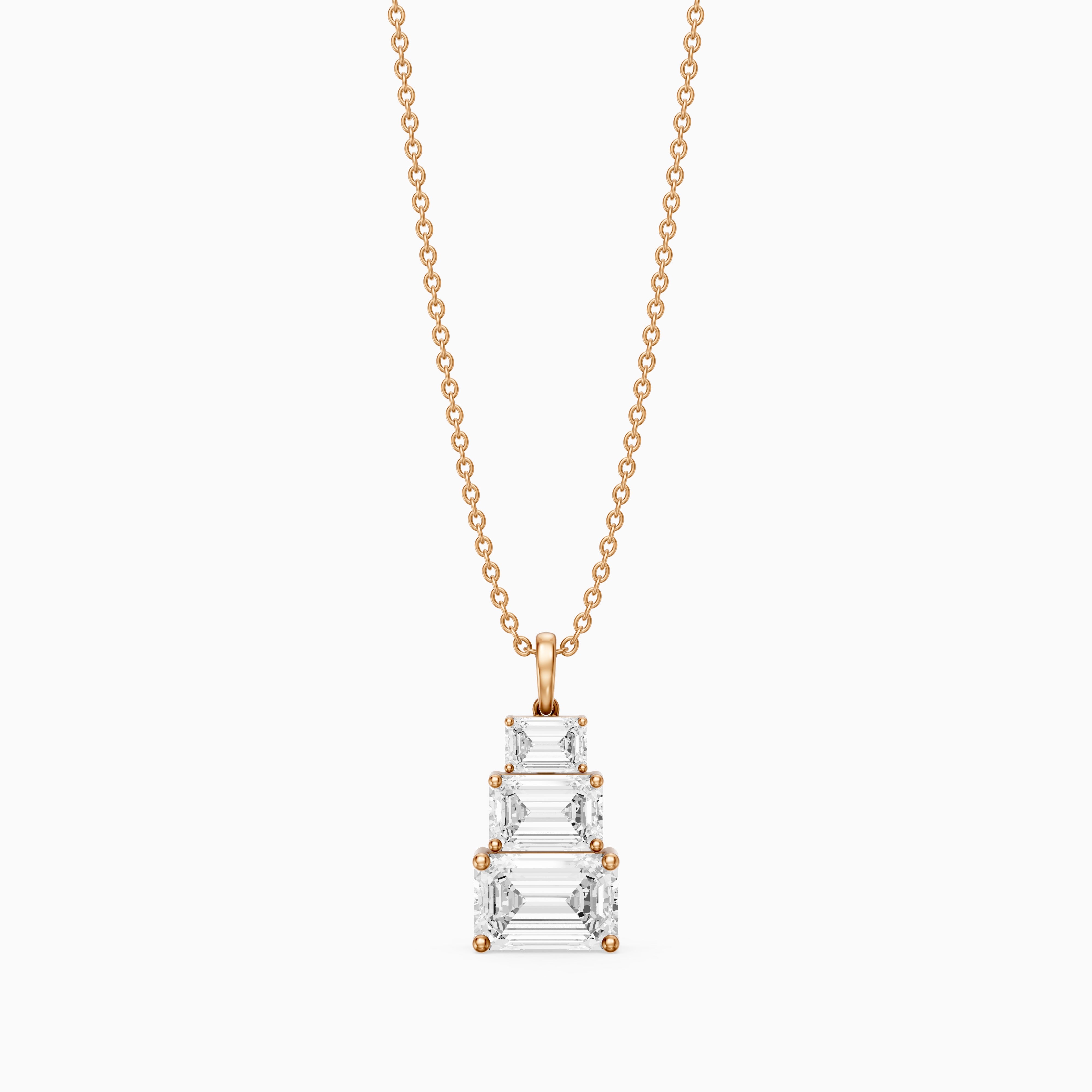 Carla Emerald Cut Lab Grown Diamond Graduated Pendant