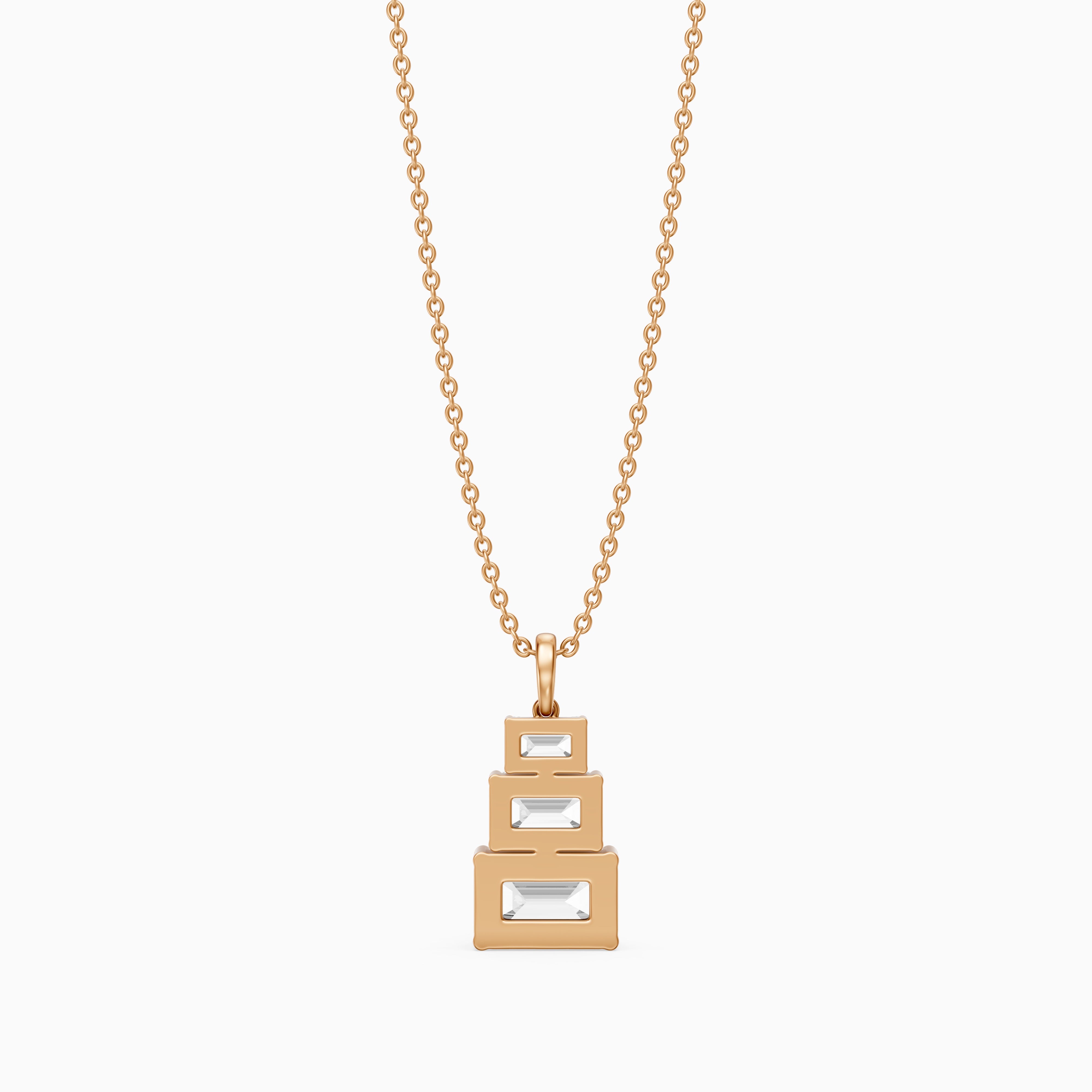 Carla Emerald Cut Lab Grown Diamond Graduated Pendant