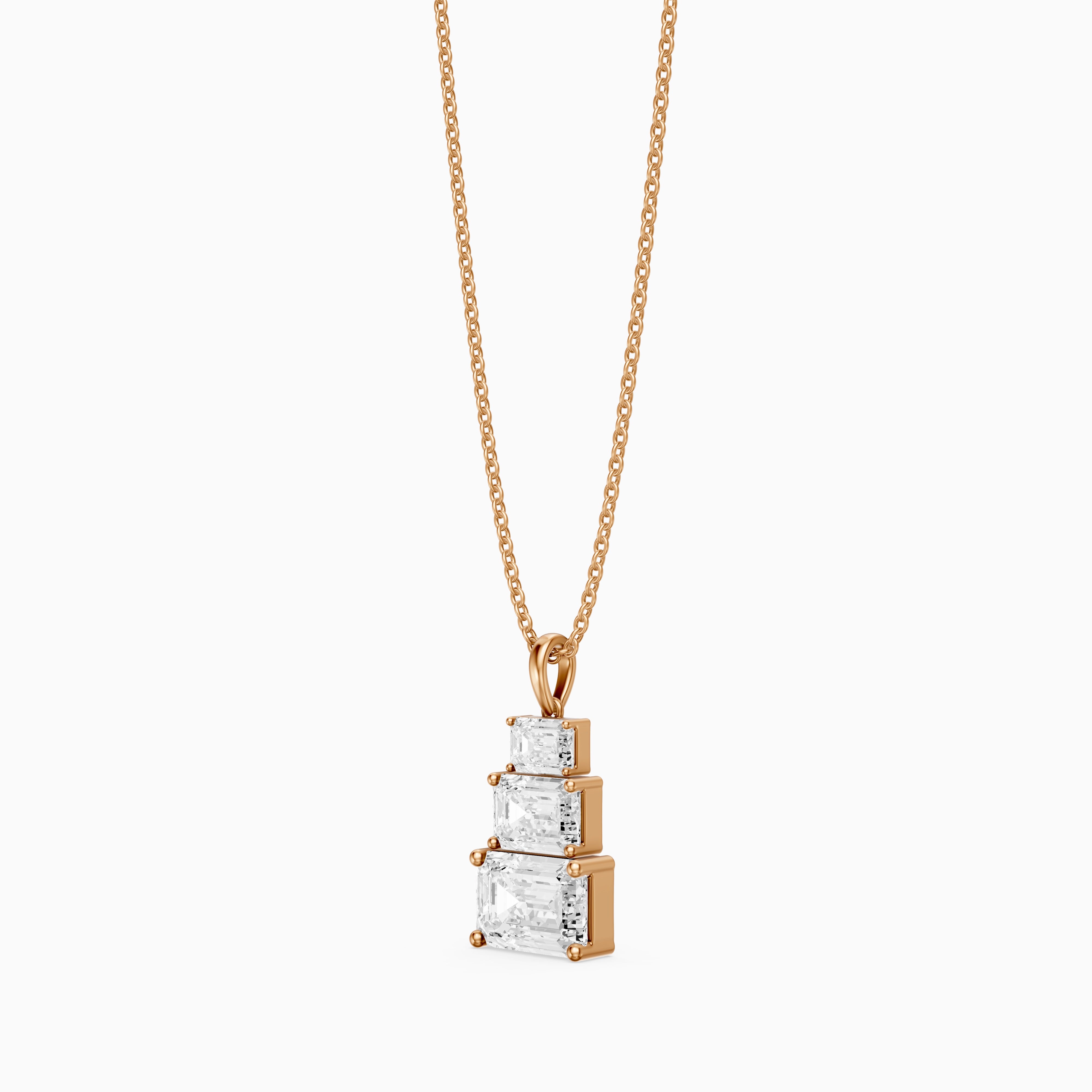 Carla Emerald Cut Lab Grown Diamond Graduated Pendant