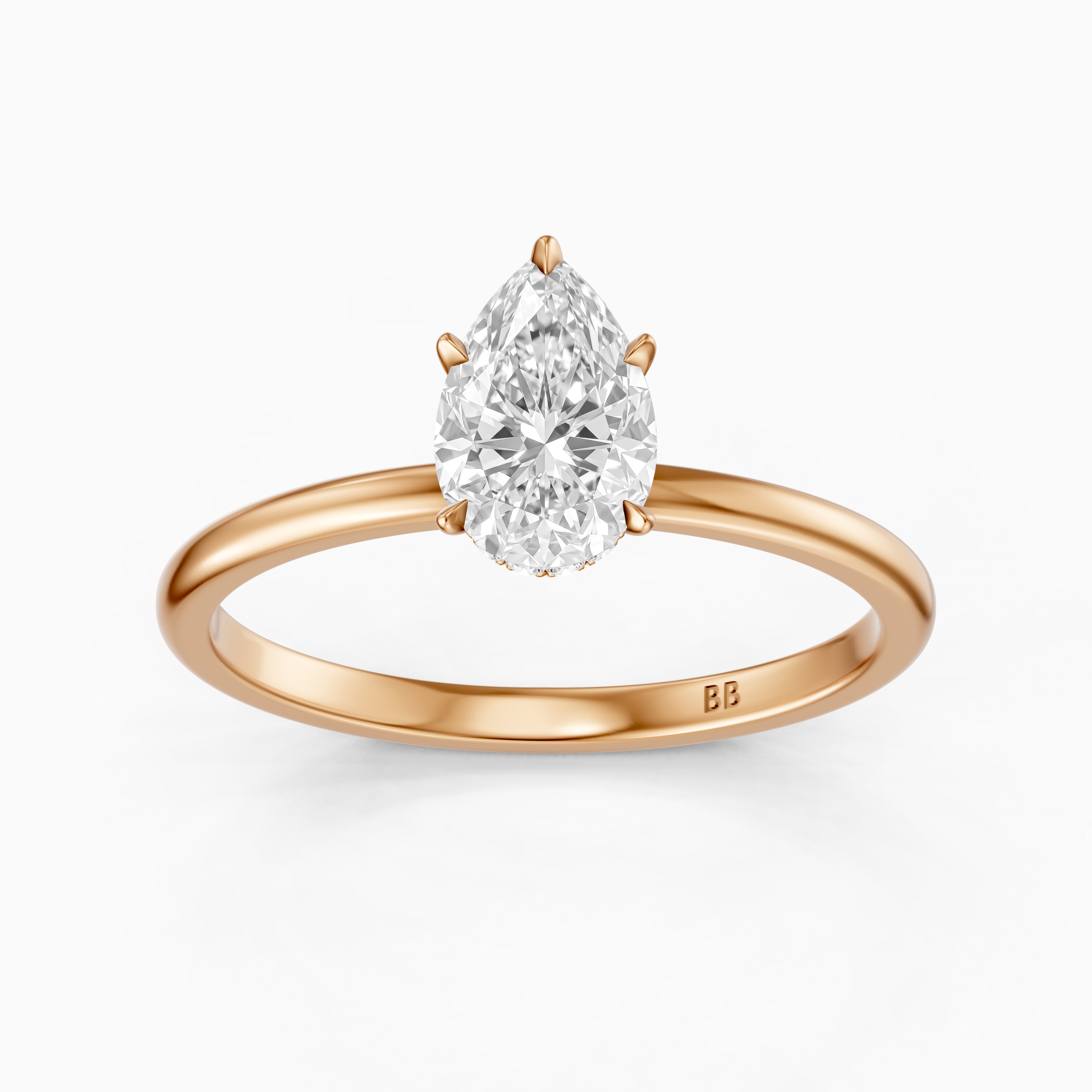 Kadira 5 Prong Pear Cut Hidden Halo Moissanite Diamond Ring