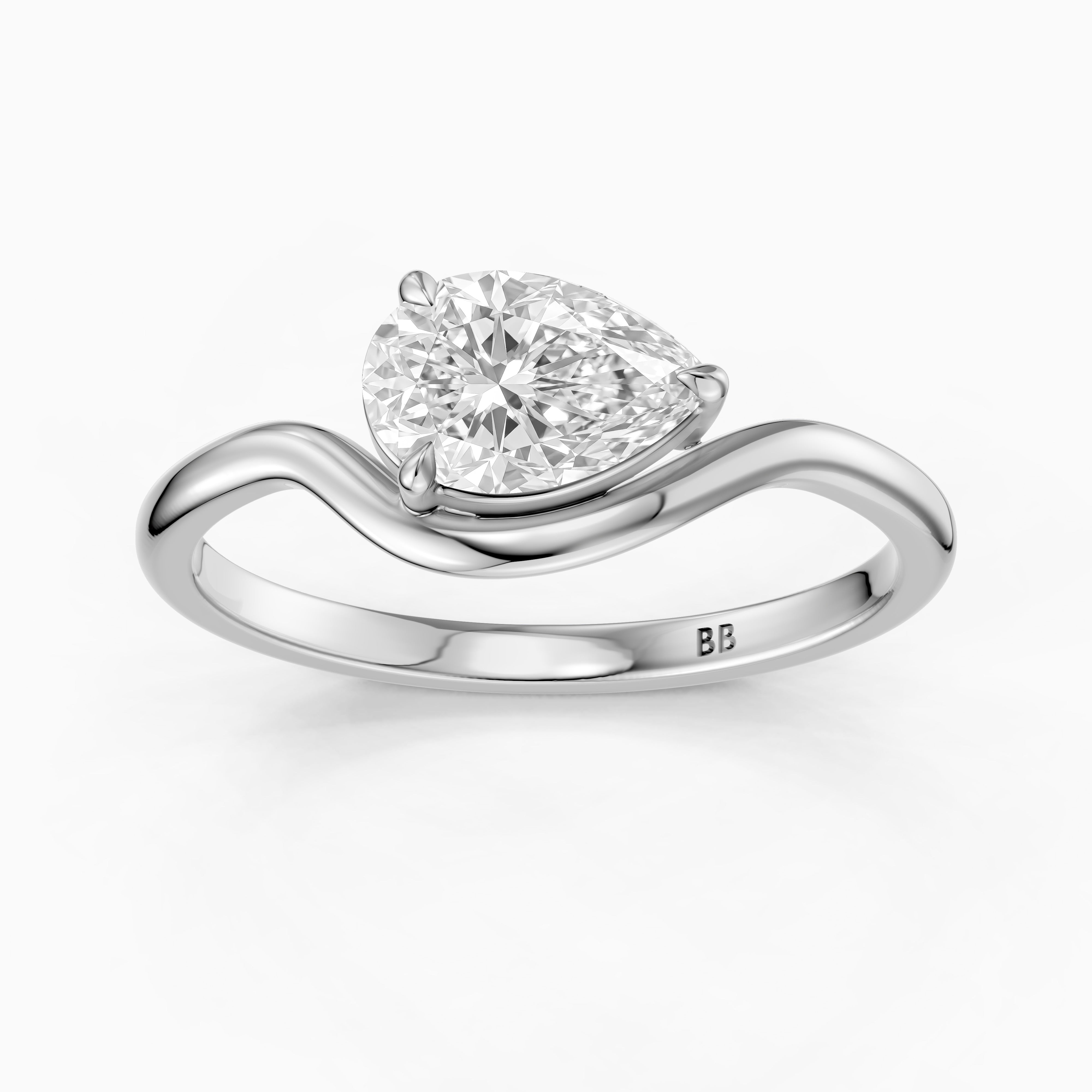 Kamila Pear Cut East West Moissanite Diamond Ring