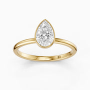 Kassia Pear Cut Bezel Set Solitaire Lab Grown Diamond Ring