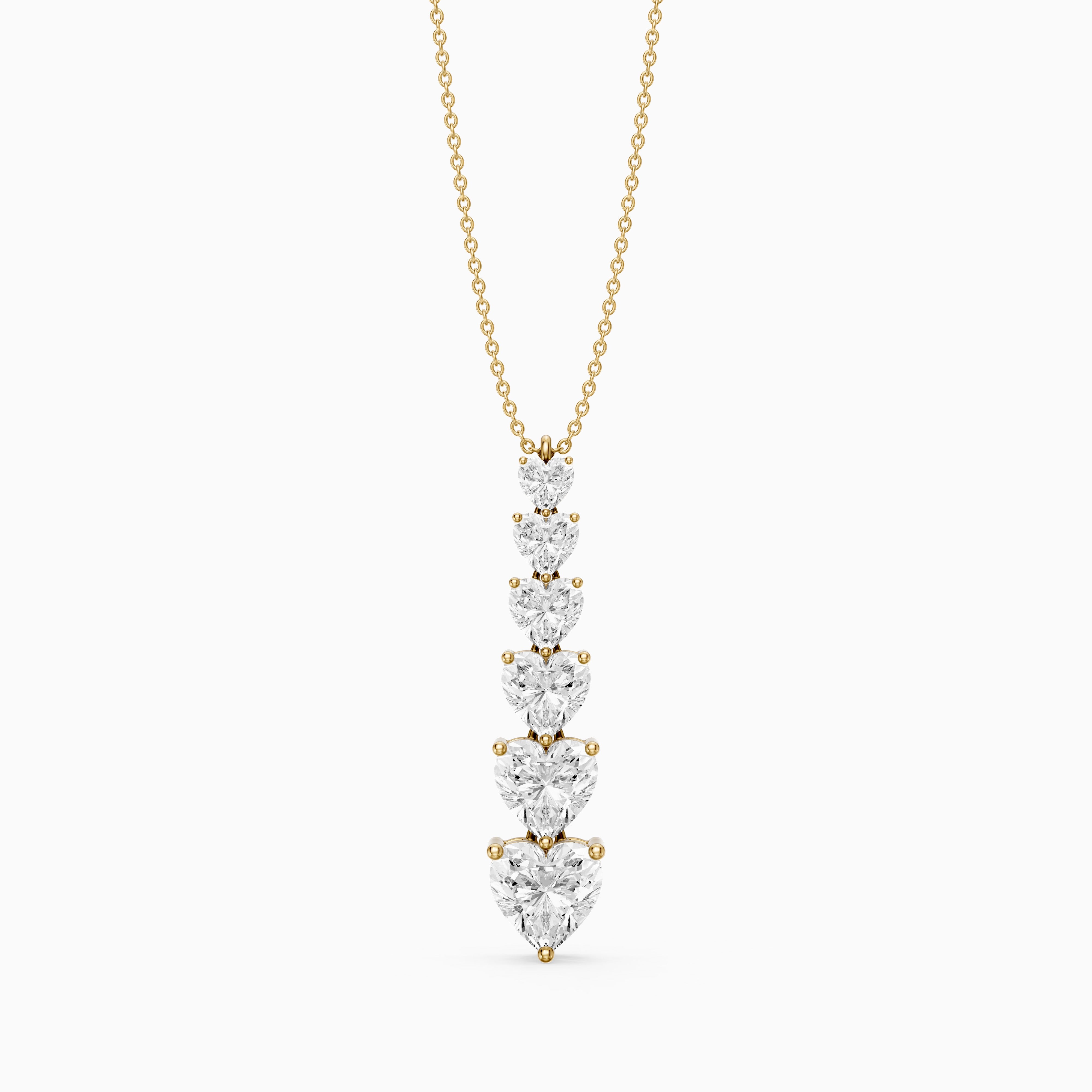 Effie Graduated Heart Shape Lab Grown Diamond Drop Pendant