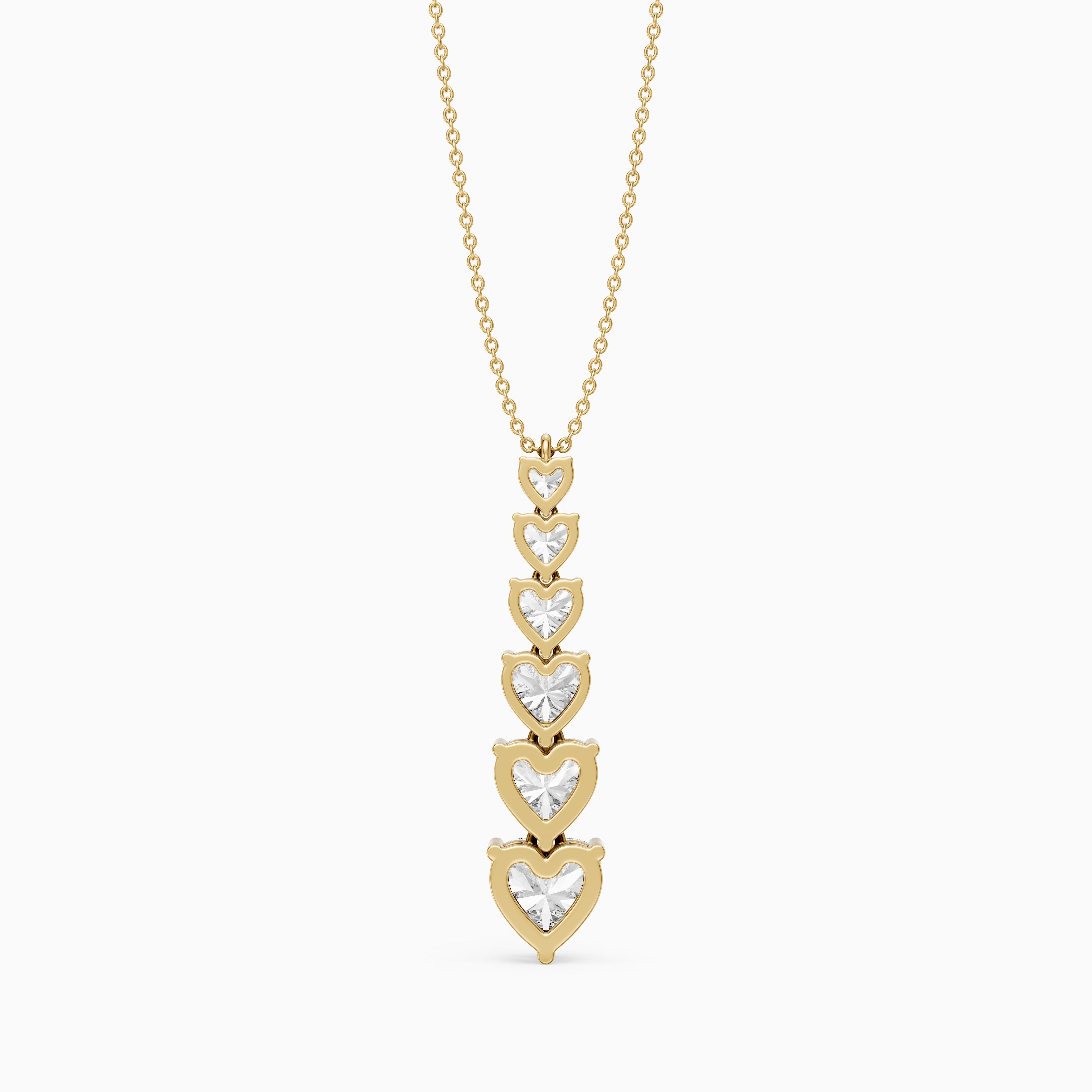 Effie Graduated Heart Shape Lab Grown Diamond Drop Pendant