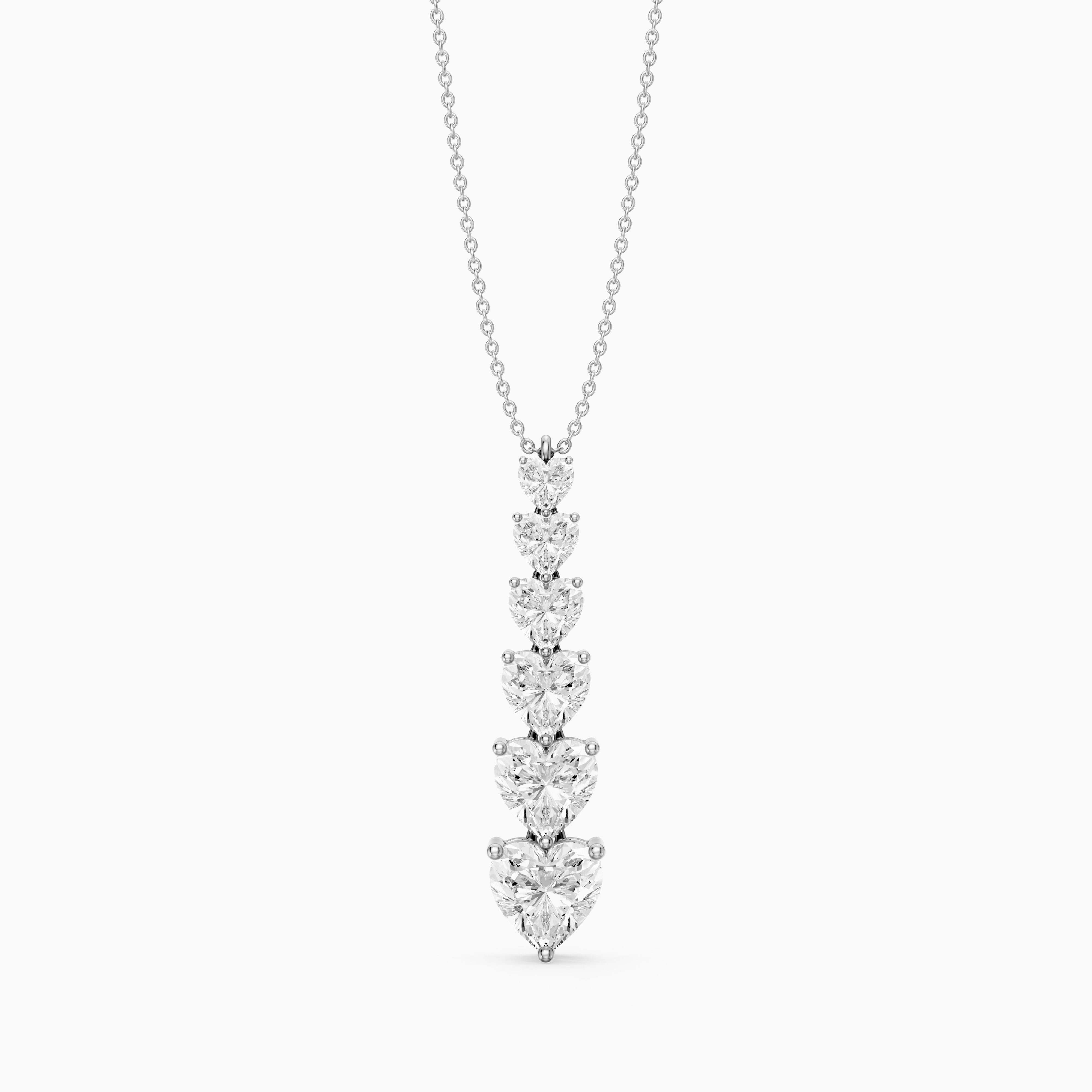 Effie Graduated Heart Shape Lab Grown Diamond Drop Pendant
