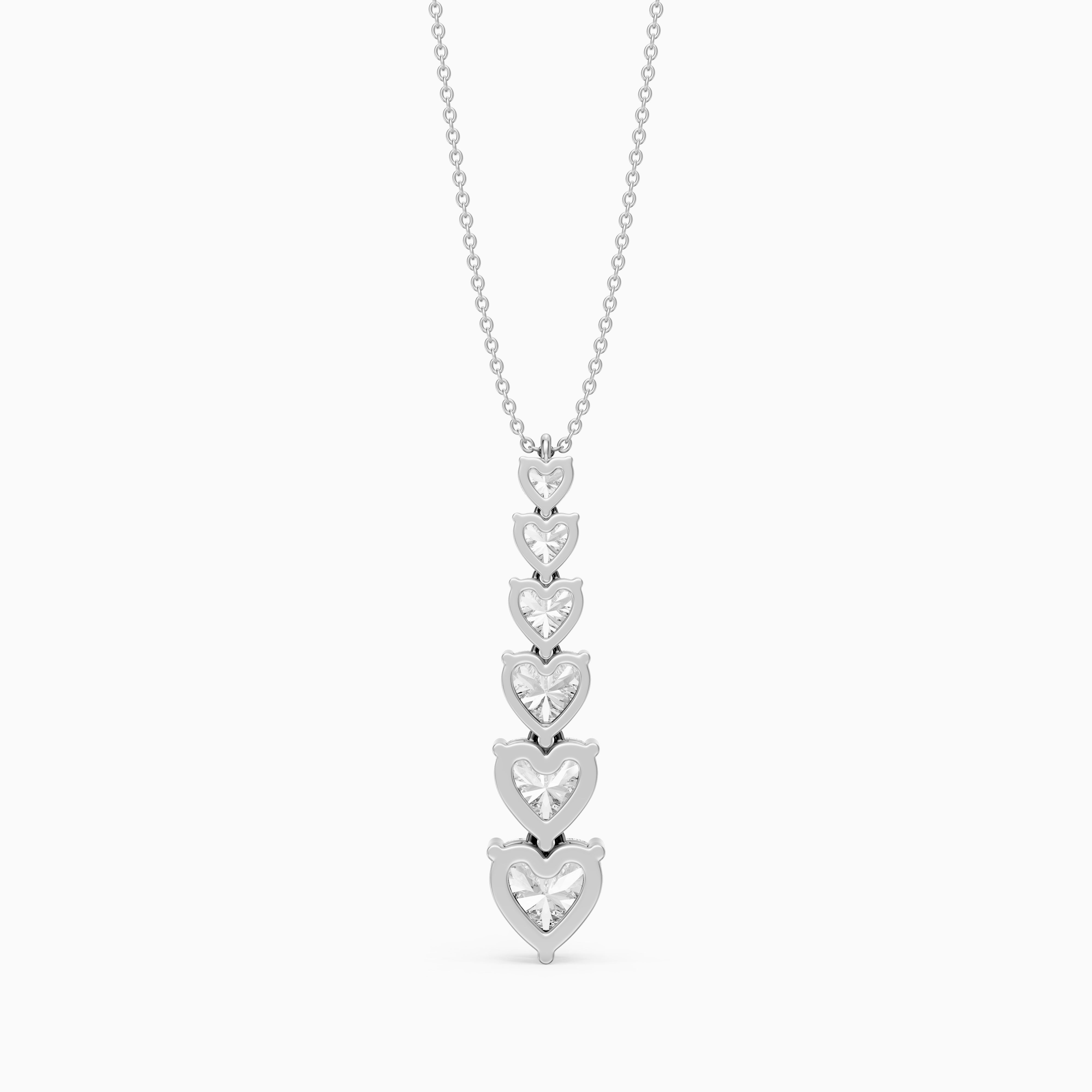 Effie Graduated Heart Shape Lab Grown Diamond Drop Pendant