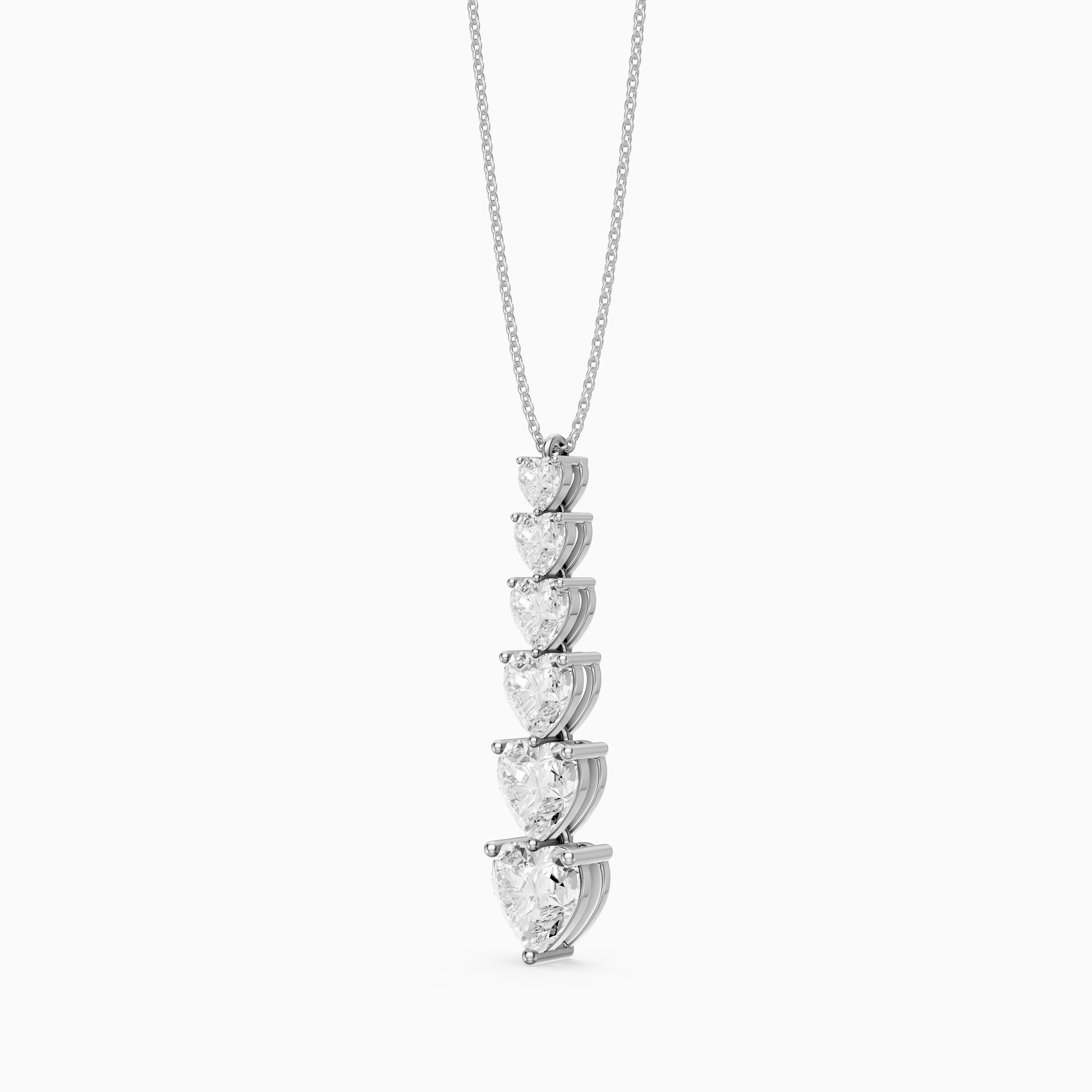 Effie Graduated Heart Shape Lab Grown Diamond Drop Pendant