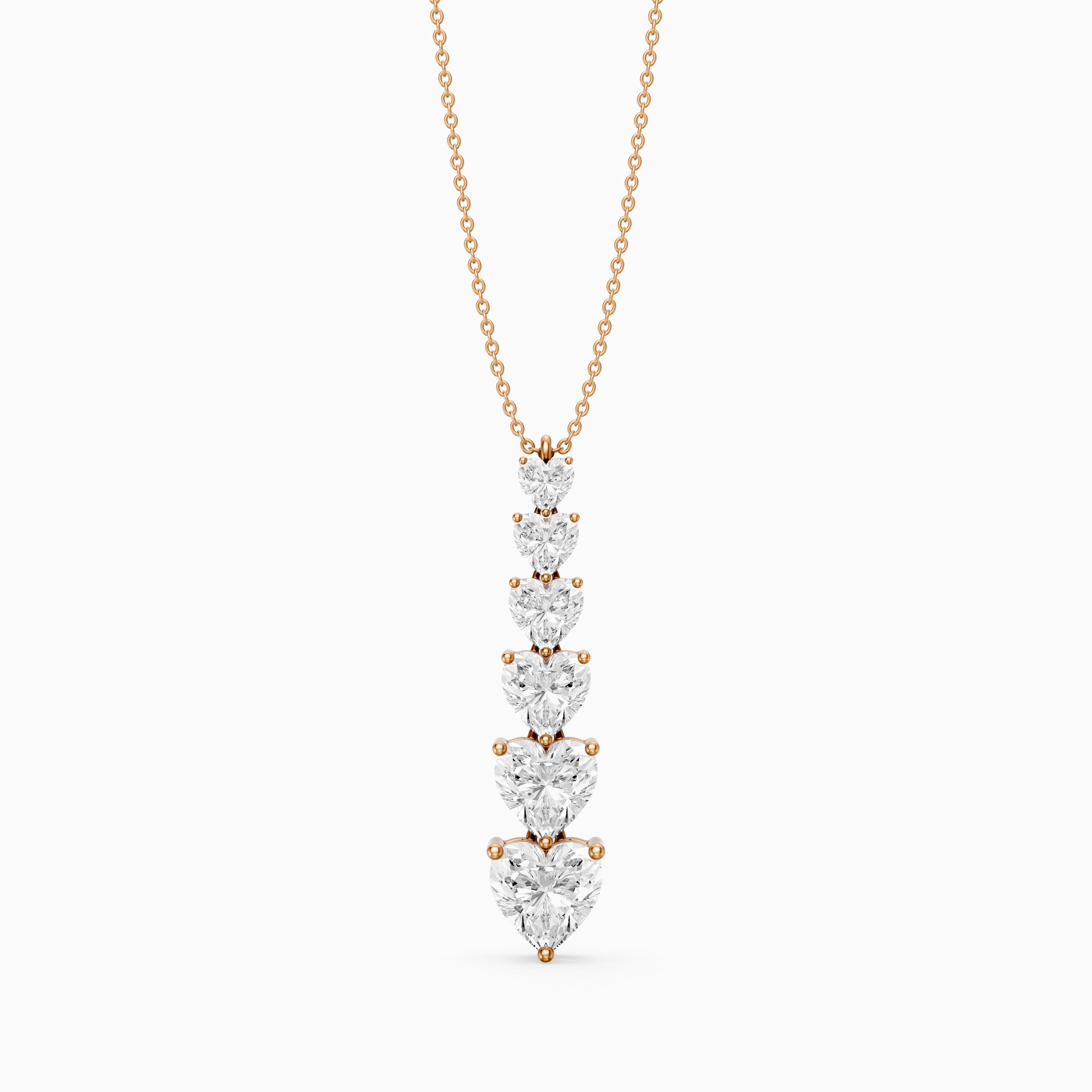 Effie Graduated Heart Shape Lab Grown Diamond Drop Pendant