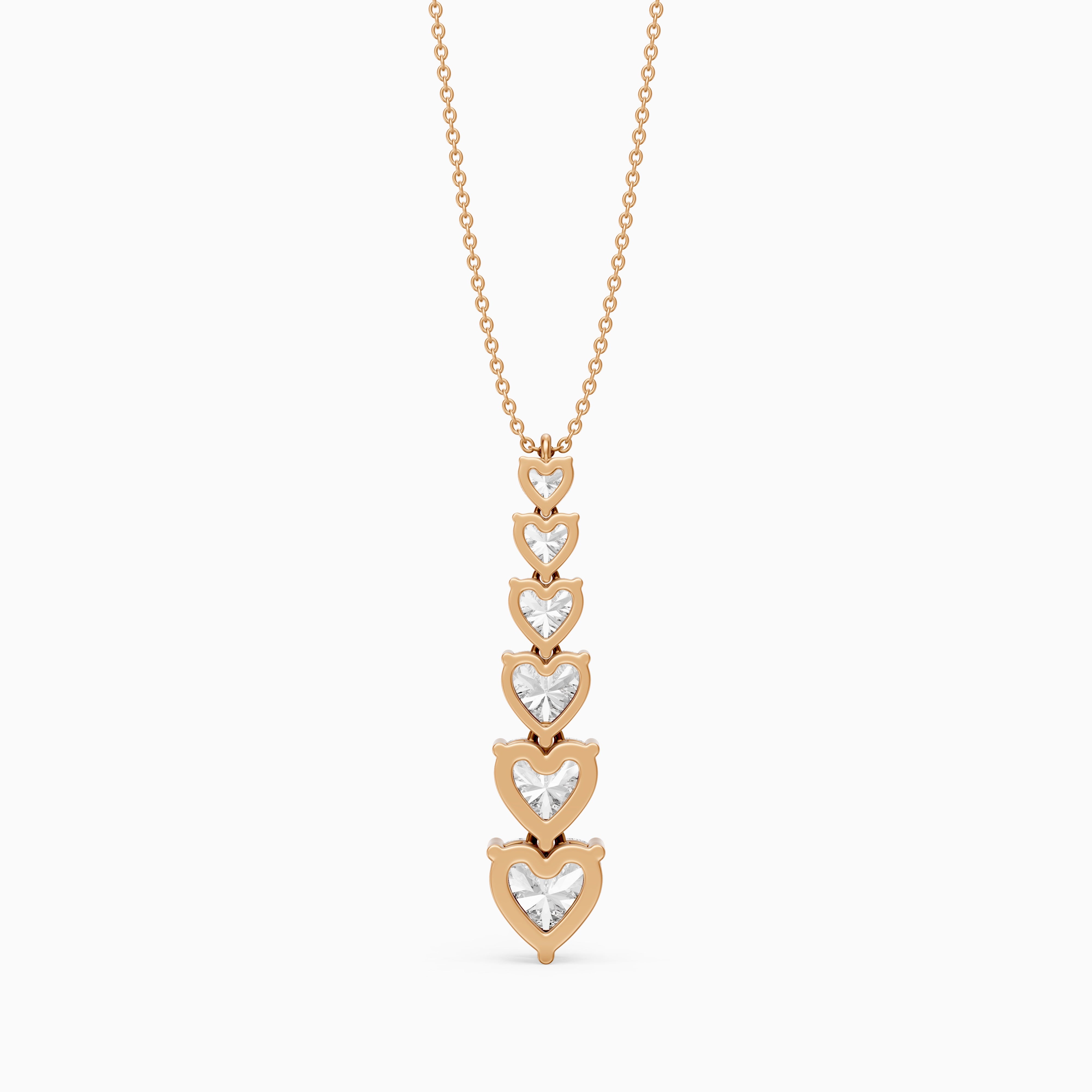 Effie Graduated Heart Shape Lab Grown Diamond Drop Pendant
