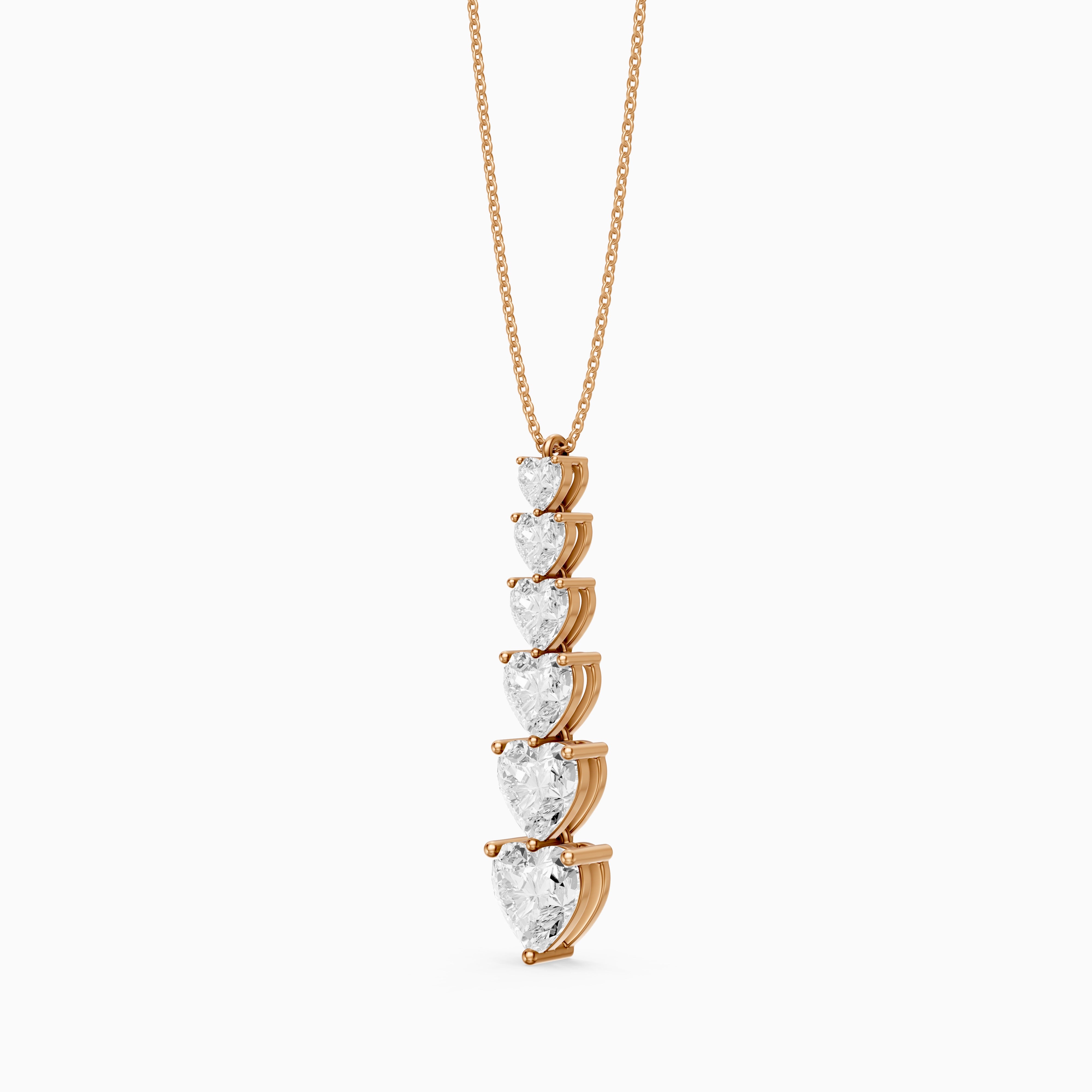 Effie Graduated Heart Shape Lab Grown Diamond Drop Pendant