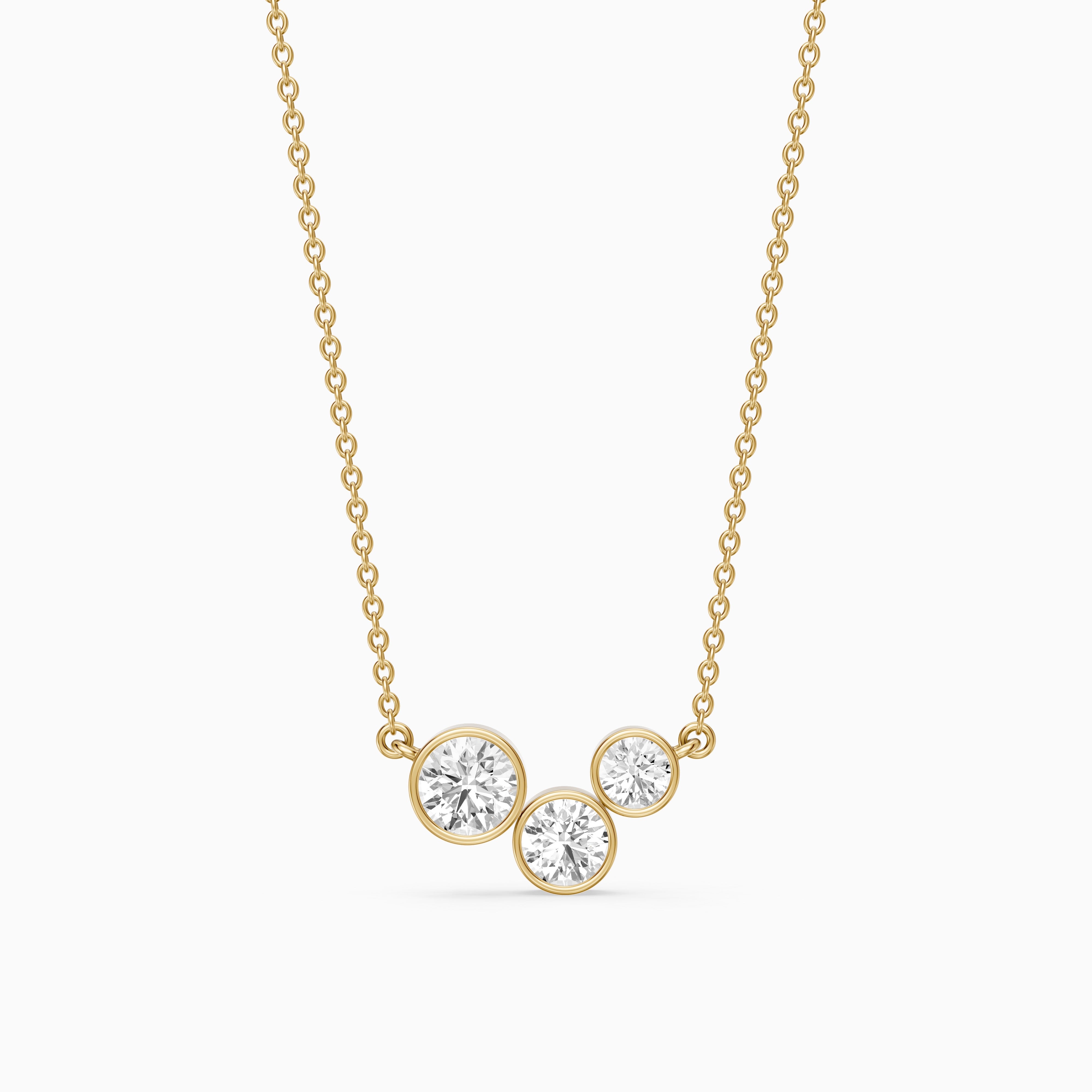 Hoorain Three Stone Round Lab Grown Diamond Bezel Pendant